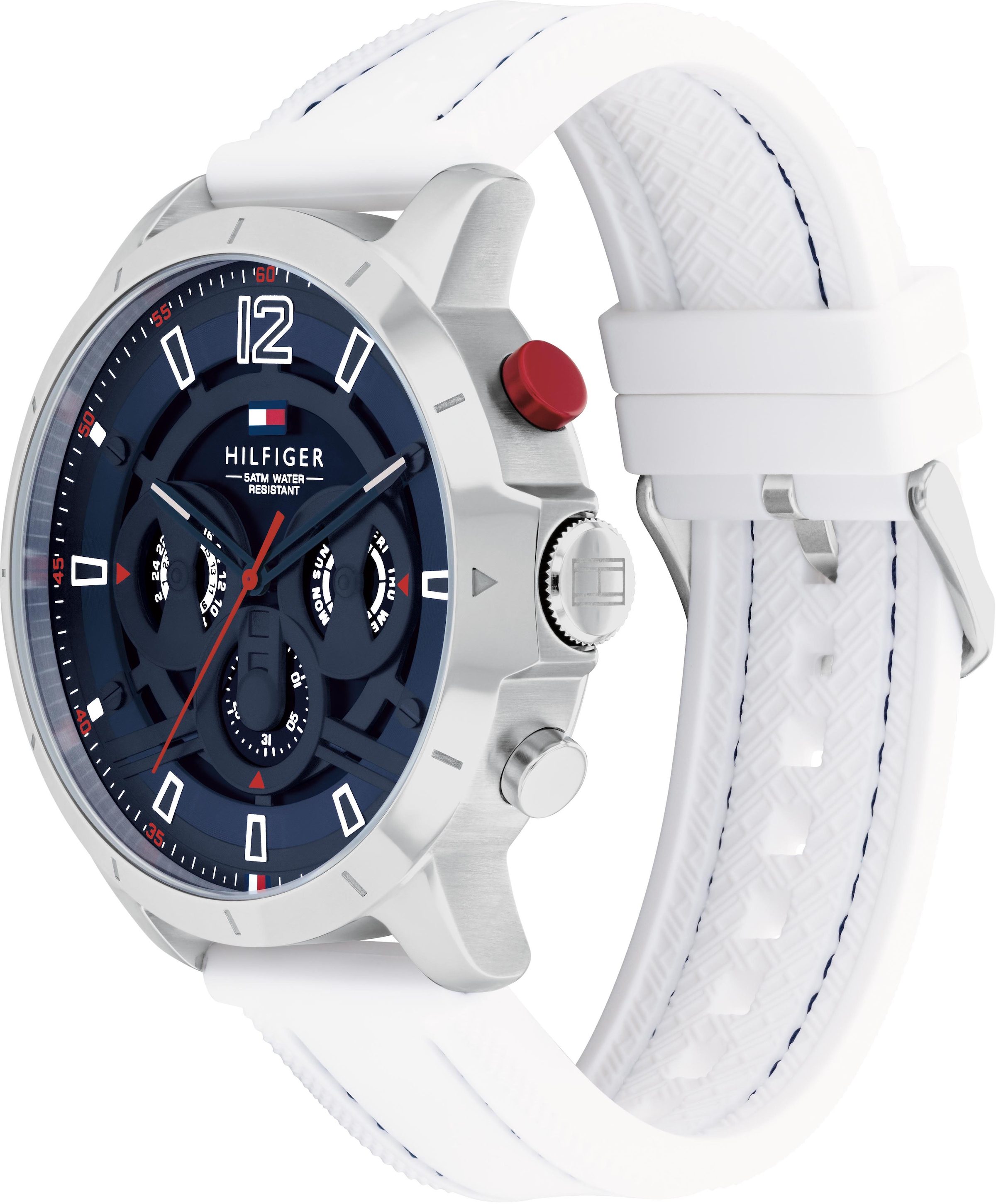 Tommy Hilfiger Multifunktionsuhr »LUCA«, Quarzuhr, Armbanduhr, Herrenuhr, Datum, Silikonarmband