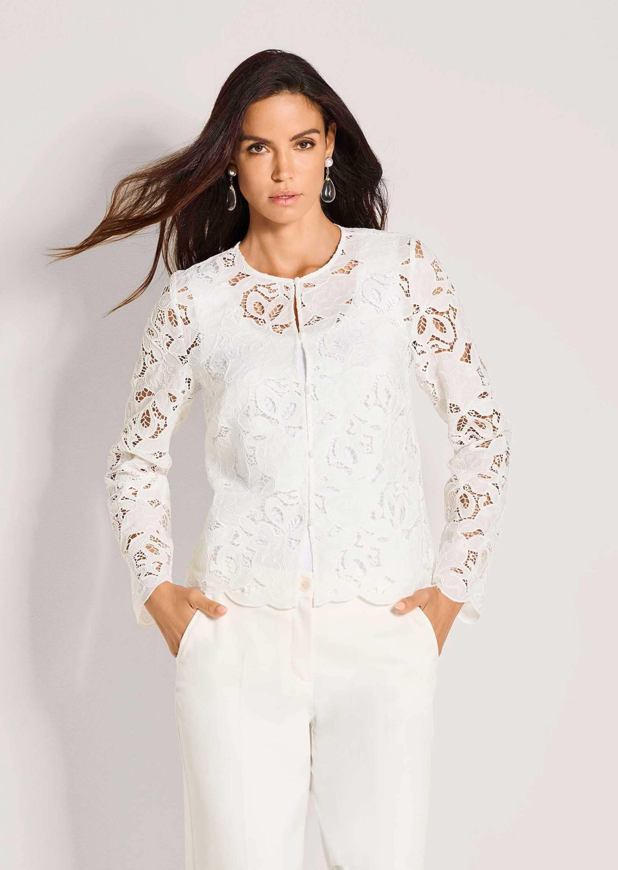 MADELEINE Langarmbluse »Spitzenbluse Blusenshirt mit floraler Spitze« Spitzenoptik