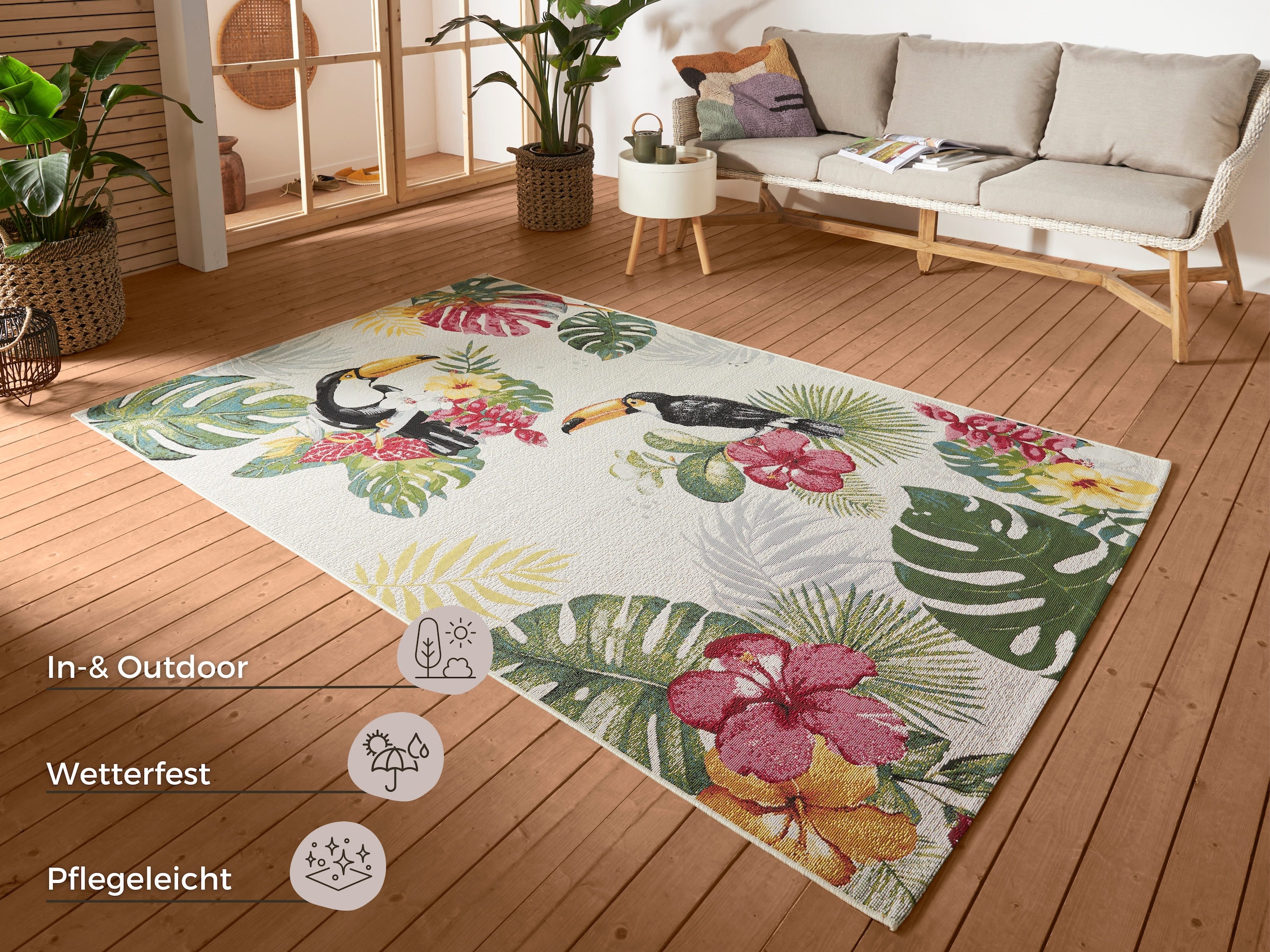 HANSE Home Outdoorteppich »Tropical Dream«, rechteckig, 3 mm Höhe, In-& Outdoor, Teppich, Wetterfest, Balkon, Garten, Wohnzimmer, Floral