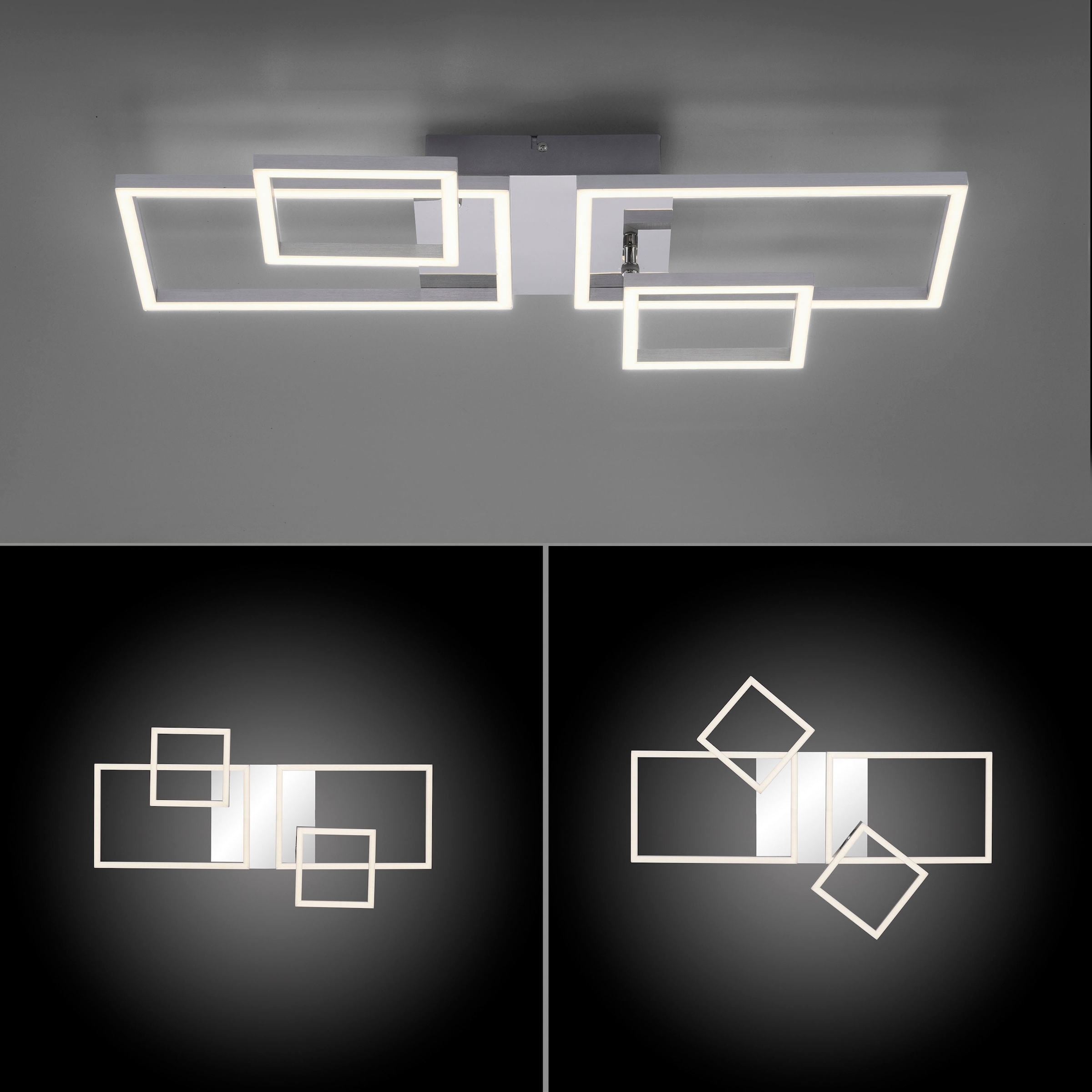 my home LED flammig-flammig, kaufen stahl | Deckenlampe flache Moderne Deckenleuchte 4 schwenkbar, cm, L65 x »Jorvin«, 33,8 BAUR Bauform