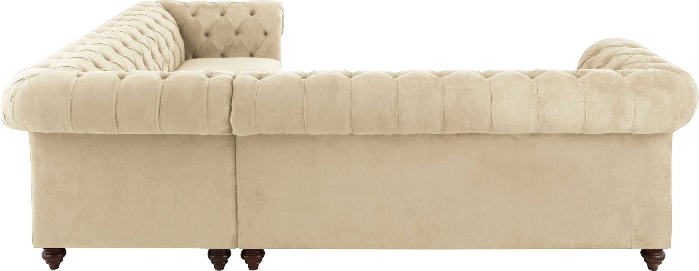 Home affaire Chesterfield-Sofa »Duc Ecksofa L-Form«, hochwertige Knopfheftung im Rücken, Samtoptik mit changierender Optik