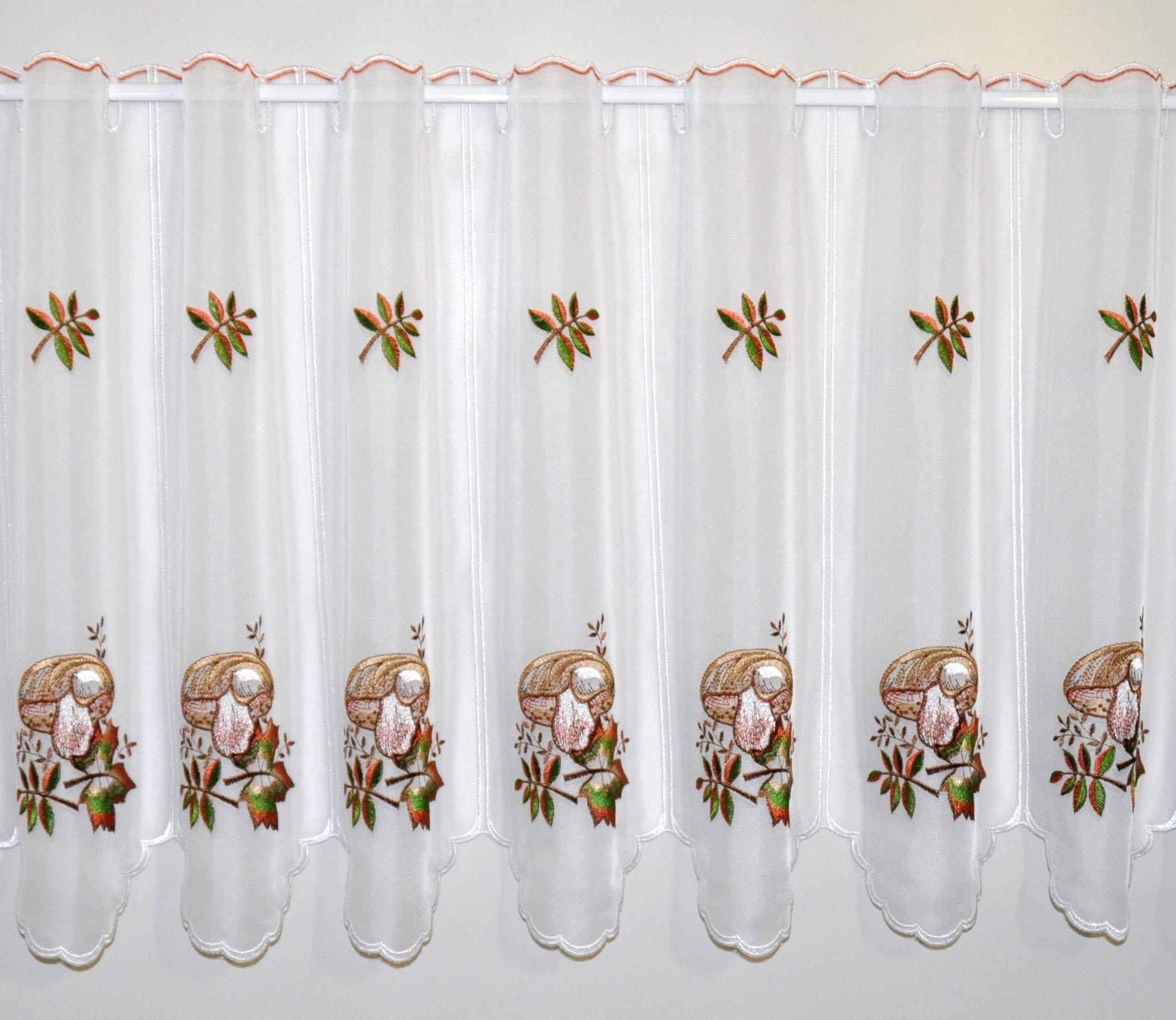 Stickereien Plauen Scheibengardine "Pilze" Stangendurchzug 1 Stk. tlg. günstig online kaufen