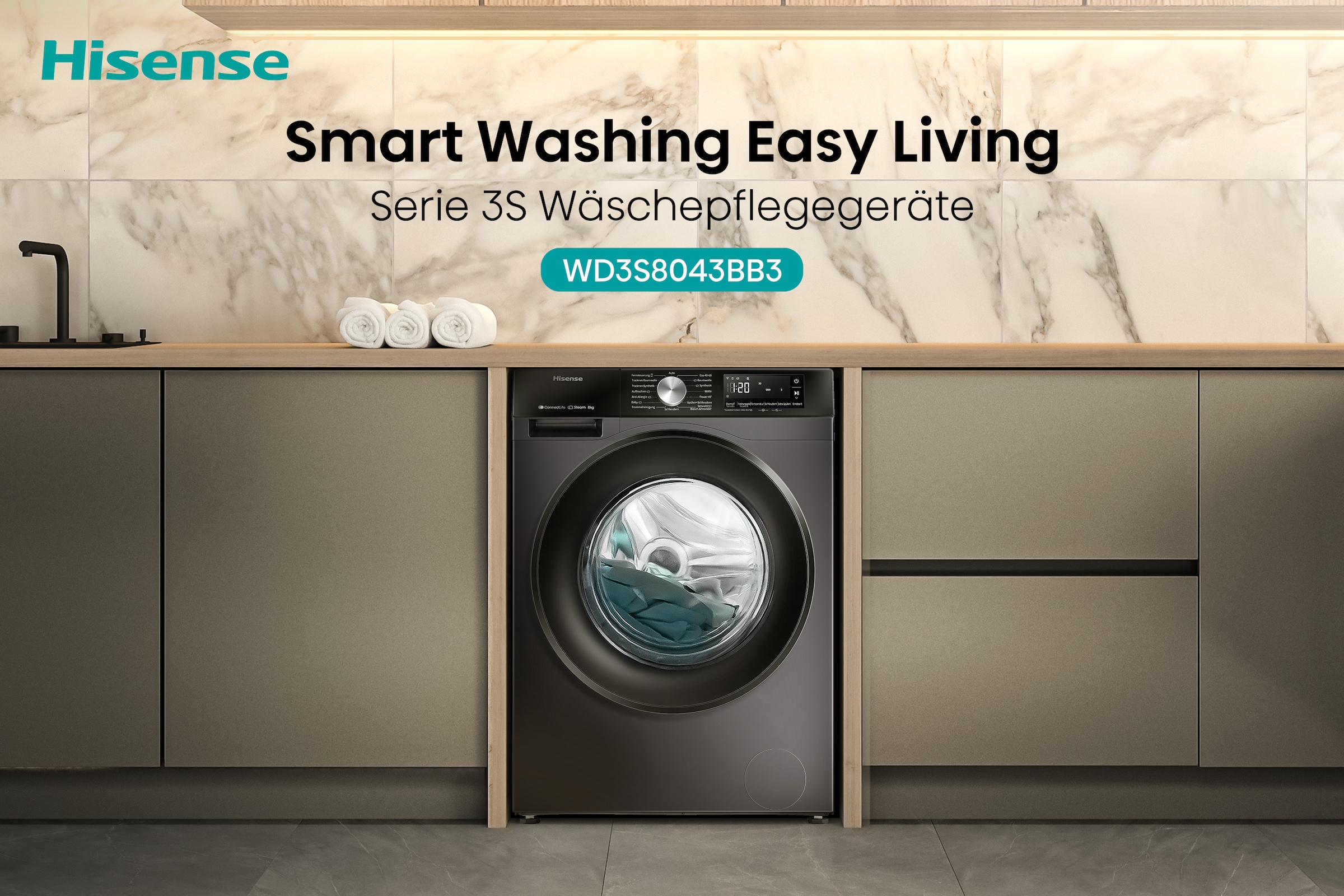Hisense Waschtrockner »WD3S8043BW3«