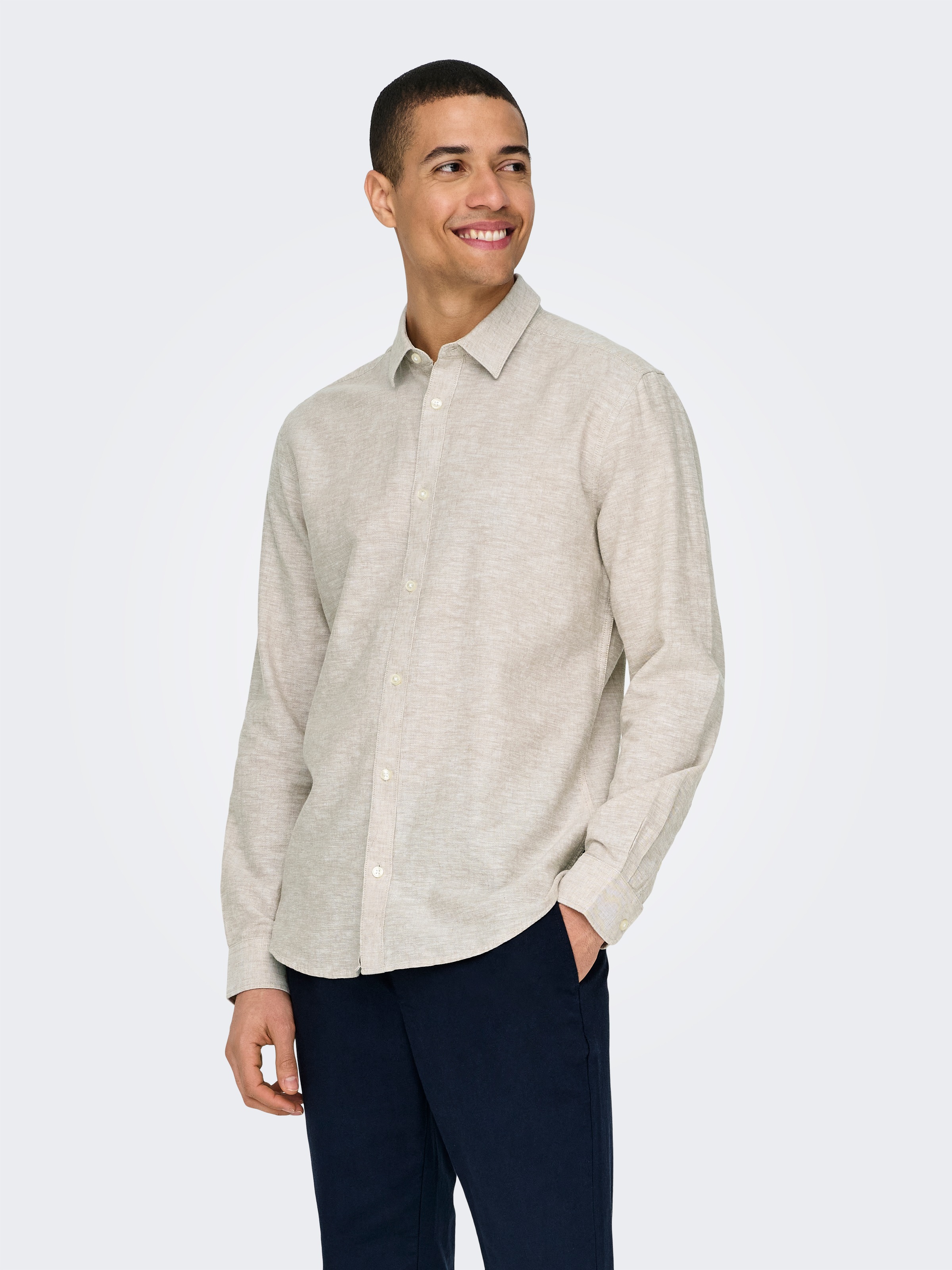 ONLY & SONS Langarmhemd "ONSCAIDEN LS SOLID LINEN SHIRT NOOS" günstig online kaufen