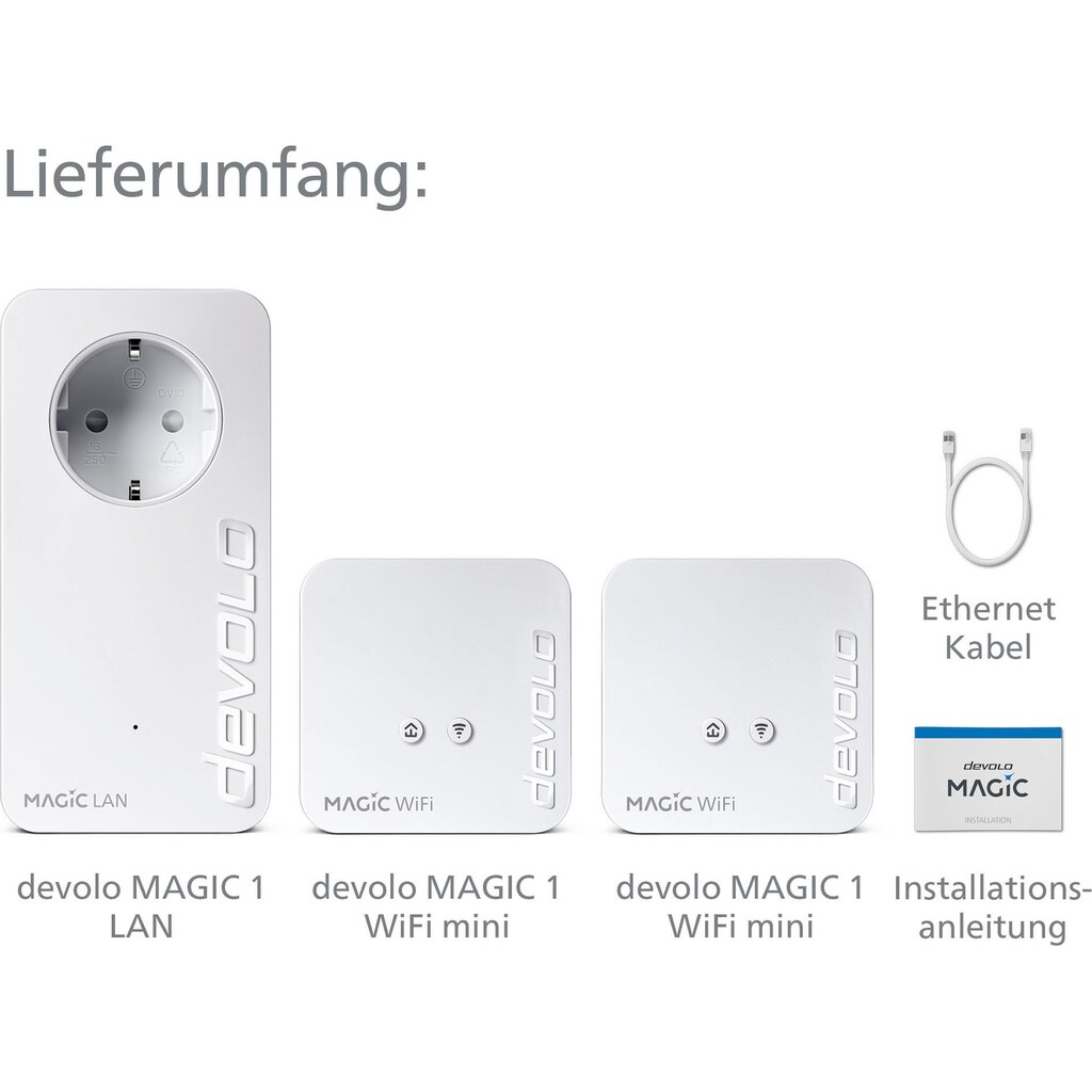DEVOLO WLAN-Router »Magic 1 WiFi mini Multiroom Kit (1200Mbit, G.hn, Mesh)«