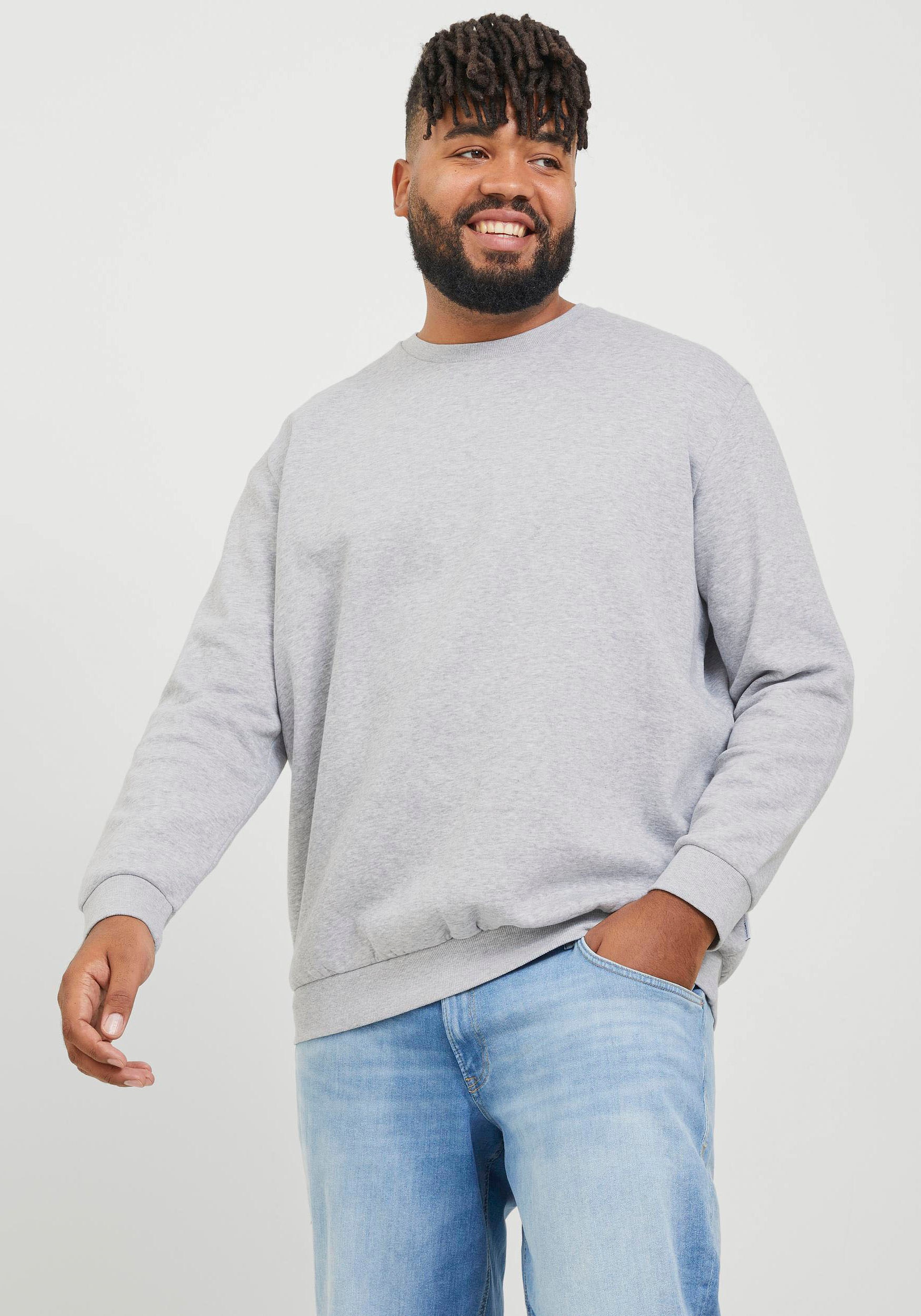 Jack & Jones PlusSize Sweatshirt "JJEBRADLEY SWEAT CREW NOOS PLS", mit Rippbündchen