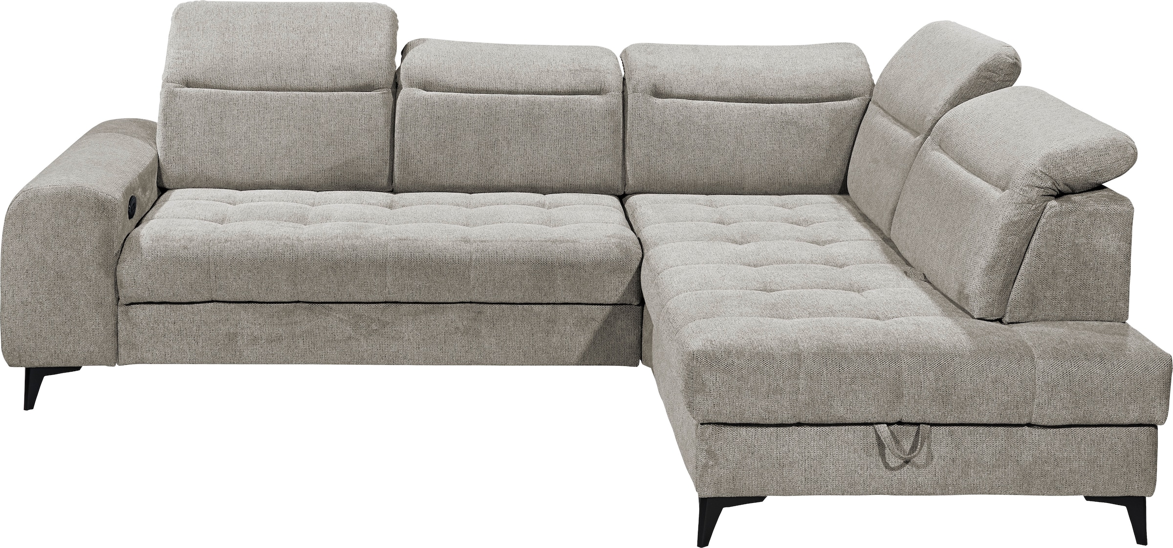 ED EXCITING DESIGN Ecksofa »Rockdale L-Form mit Bettfunktion, Bettkasten«, Kopfteilverstellung, Sitztiefenverstellung & USB-Port