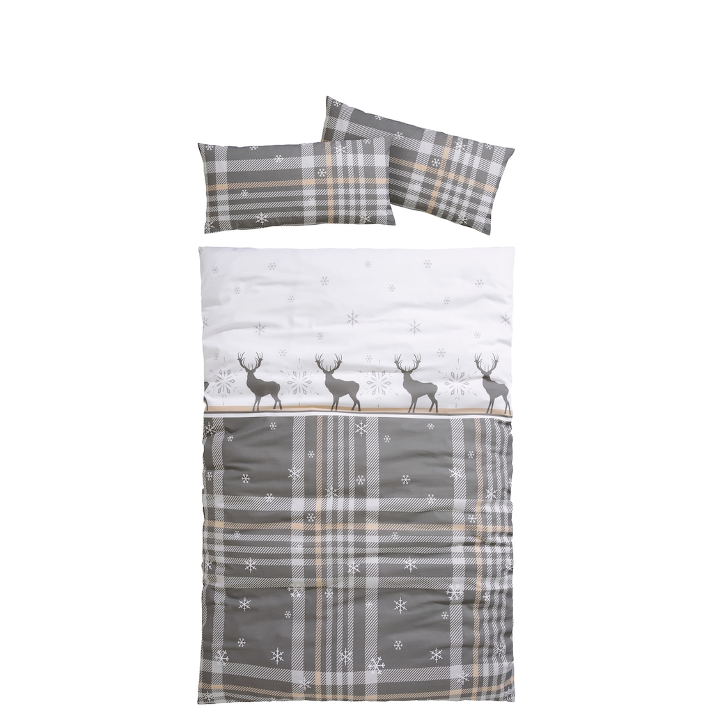 my home Bettwäsche »Wenda«, (2 tlg.), in Qualitäten PolyCotton (kühlend) + Biber (wärmend, nachhaltige 100% Baumwolle), unterstützt Cotton made in Afrika + STANDARD 100 by OEKO-TEX® zertifiziert.