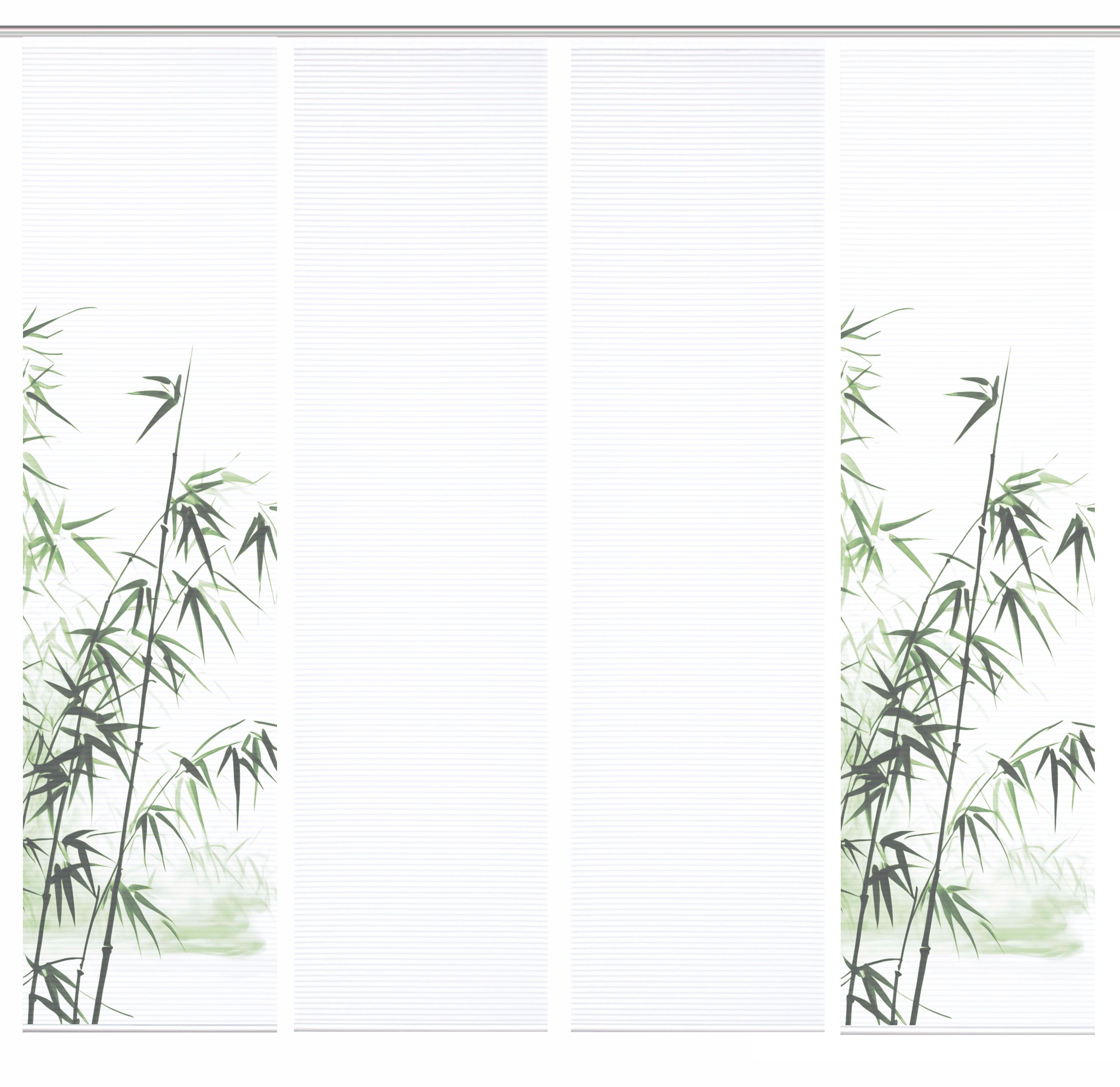 Thumbnail - HOME in green Schiebegardine "RUFUS" Paneelwagen 4 Stk. tlg. Bambusoptik, SET, recycelt, Digitaldruck