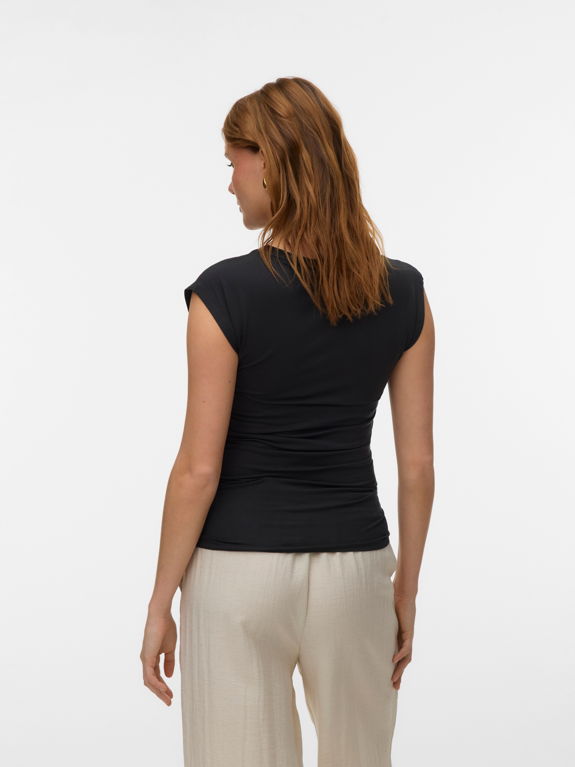 Vero Moda Rundhalsshirt "VMAVASARAH SL TOP JRS NOOS" Materialmix, seitlich günstig online kaufen