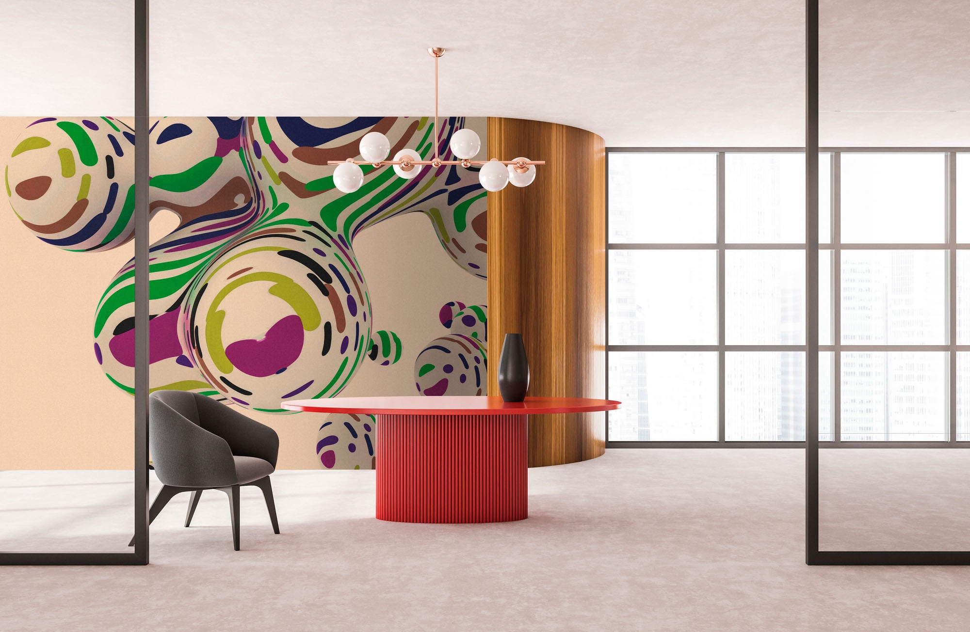 living walls Fototapete »Walls by Patel 5 Fototapete Abstrakte 3D-Kugeln« 3D-Optik glatt Abstrakte 3D-Kugeln auf 200 g/m² Premium-Vlies