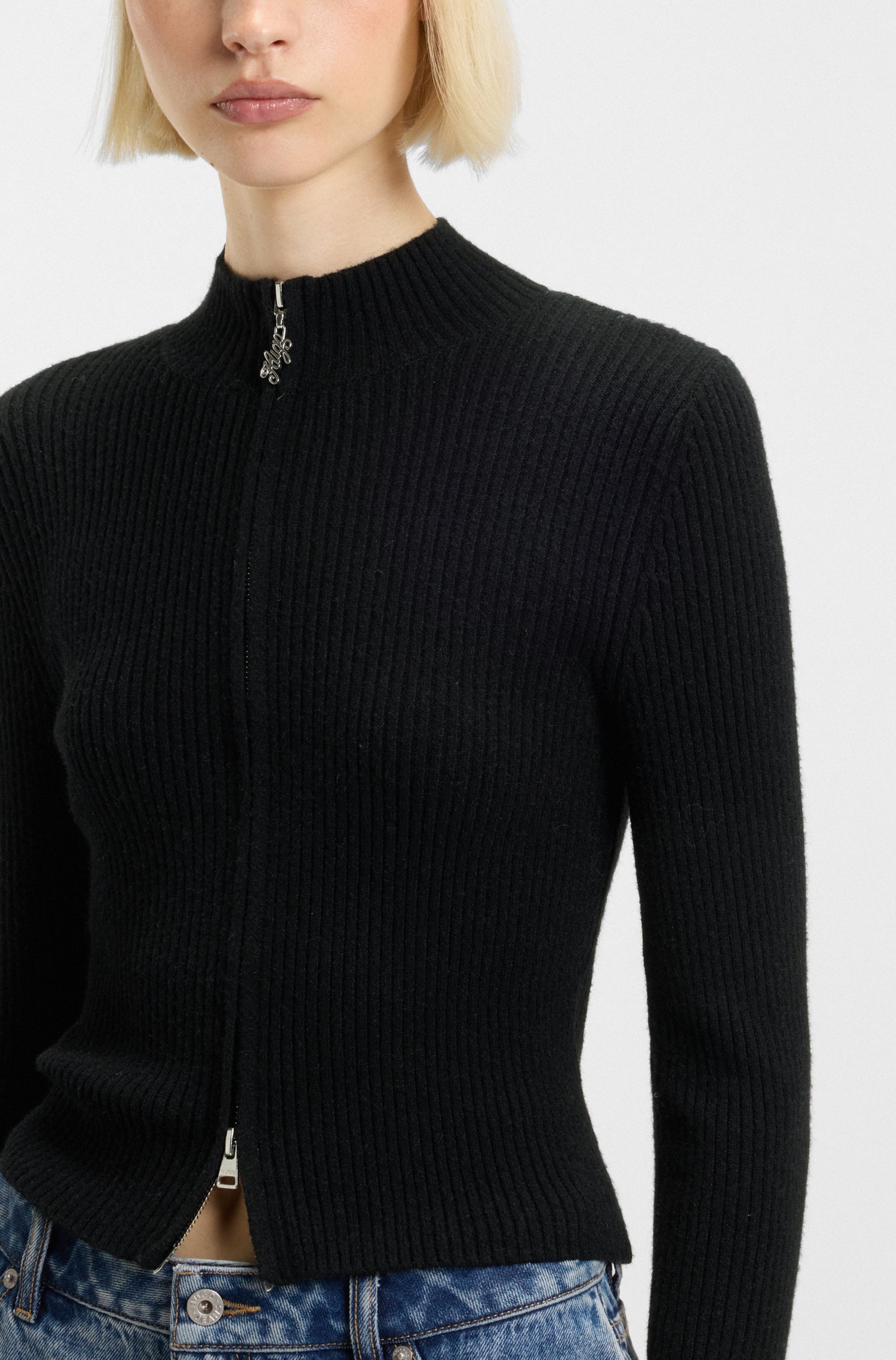 Thumbnail - HUGO Blue Strickjacke "Sestry" mit 2-Wege-Reißverschluss, tailliert