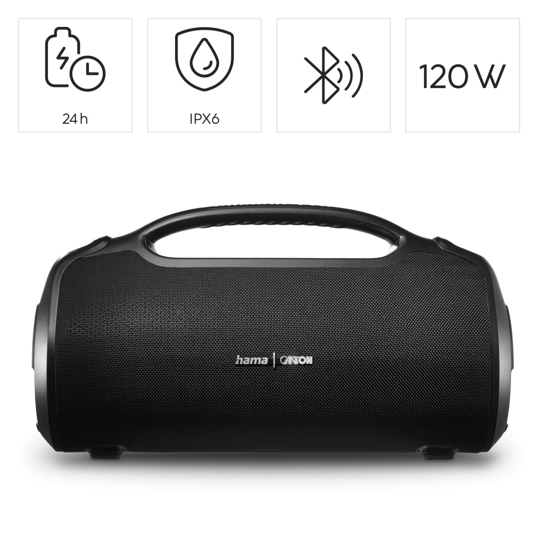 Hama Bluetooth-Lautsprecher »Bluetooth-Lautsprecher groß 120W (Musikbox wasserfest IPX6, PowerPack)«, Outdoor, tragbar, App-Steuerung, 24h Akku, kabellos, Ladefunktion