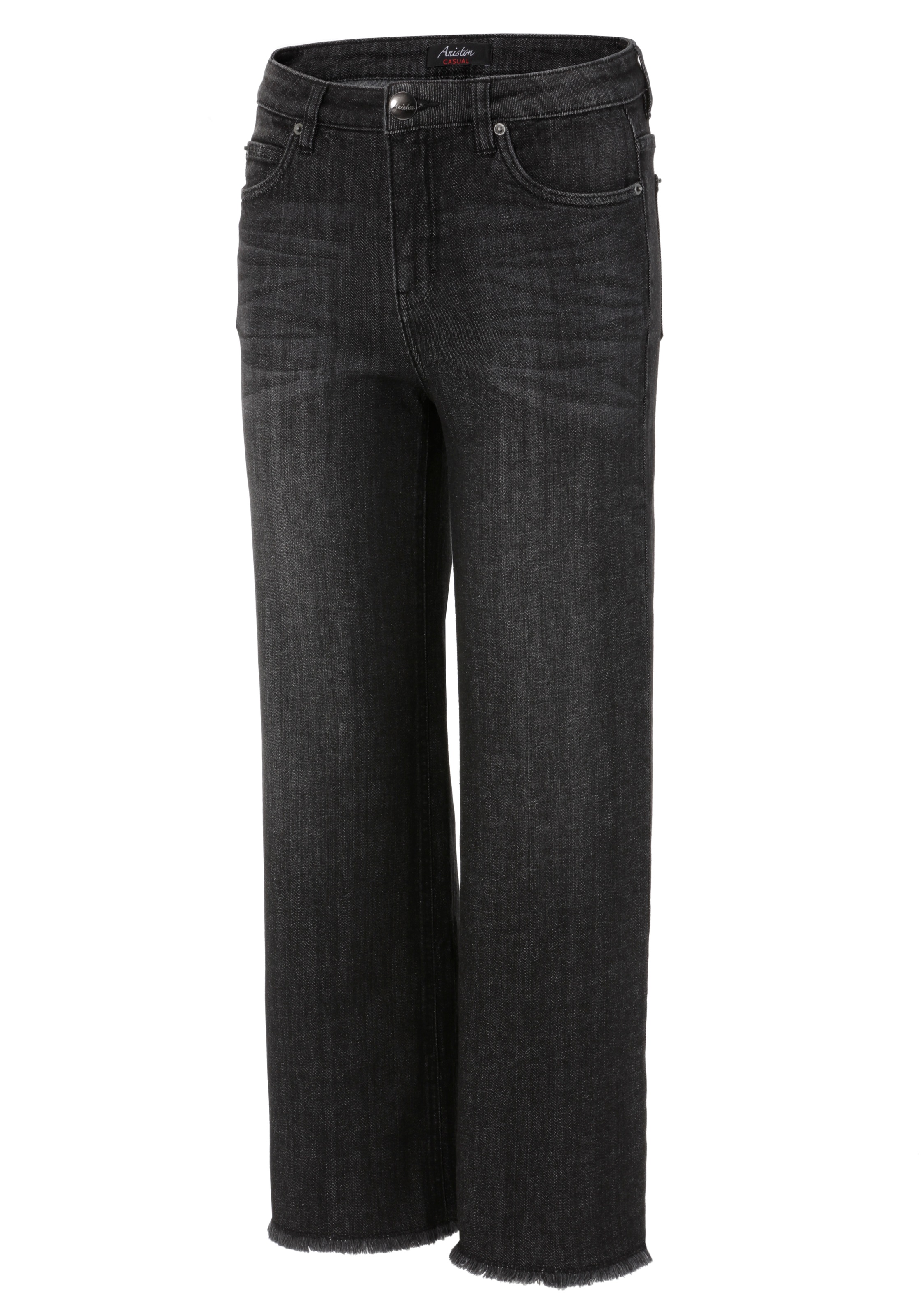 7/8-Jeans ANISTON CASUAL, Damen, Gr. 38, N-Gr, schwarz, Denim/Jeans, Obermaterial: 98% Baumwolle, 2% Elasthan, Abriebeffekte, unifarben, figurbetont 7/8-Länge, Jeans, mit leicht ausgefranstem Beinabschluss, Topseller 3