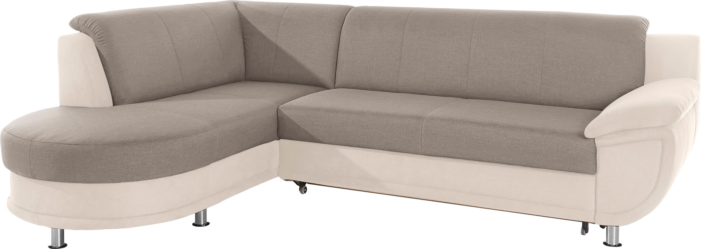 TRENDMANUFAKTUR Ecksofa »Rondo 3, zeitlos und bequem, Materialmix, breite Armlehnen, L-Form«, wahlweise mit Federkern für mehr Komfort, wahlweise mit Bettfunktion