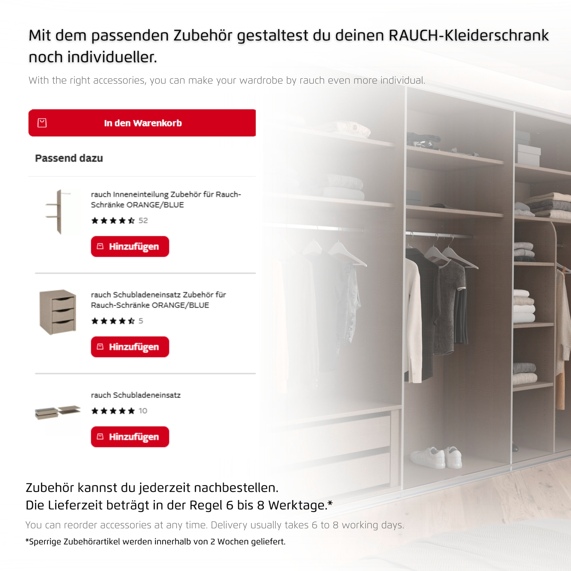 OTTO home Kleiderschrank »Schrank Garderobe ARVEN Breiten 181/226/271cm mit Beleuchtung« 3 verschiedene Ausstattungen BASIC/CLASSIC/PREMIUM (inkl. SOFT-CLOSE),  puristisches Design in Plankenoptik mit Metallgriffen MADE IN GERMANY