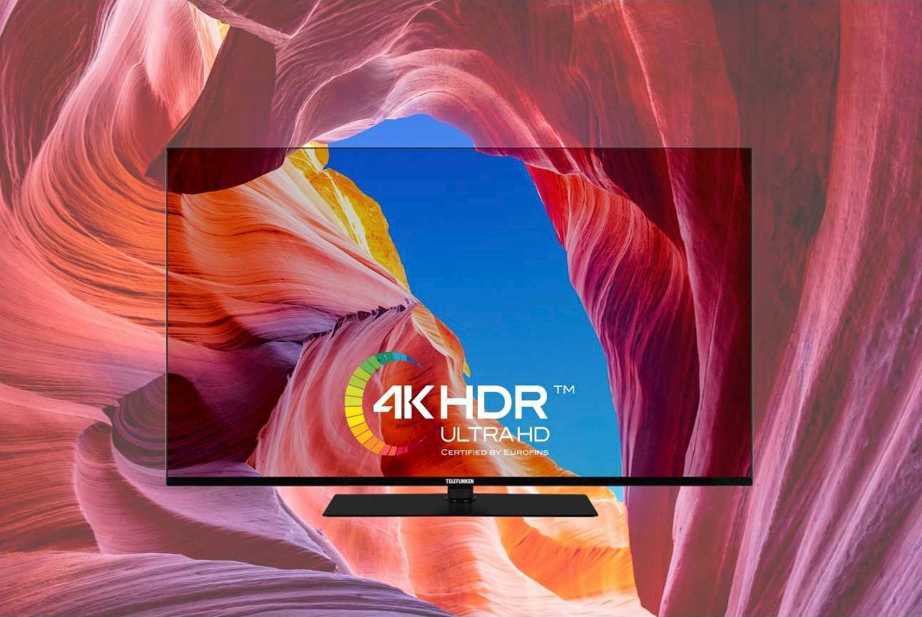 TV, Dolby 4K Zoll, Ultra BAUR Assistent,Android-TV Telefunken »D43V950M2CWH«, Smart- LED-Fernseher | Atmos,USB-Recording,Google HD, cm/43 108