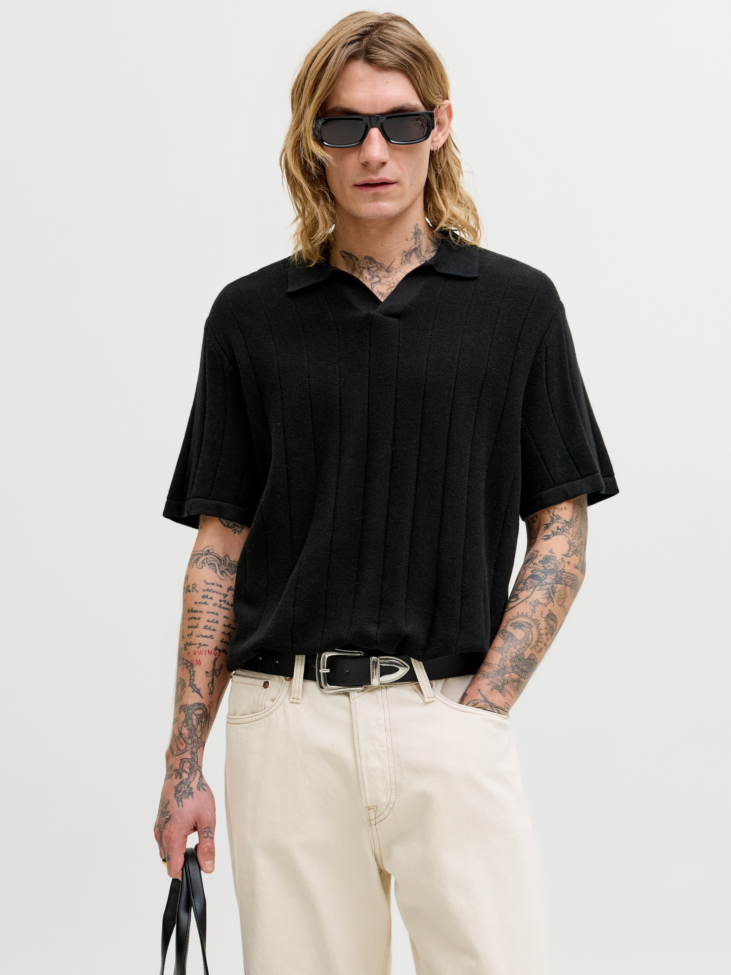 Jack & Jones Polokragenpullover "JJEBRADLEY KNIT SPLIT NECK SS SN" Baumwoll günstig online kaufen