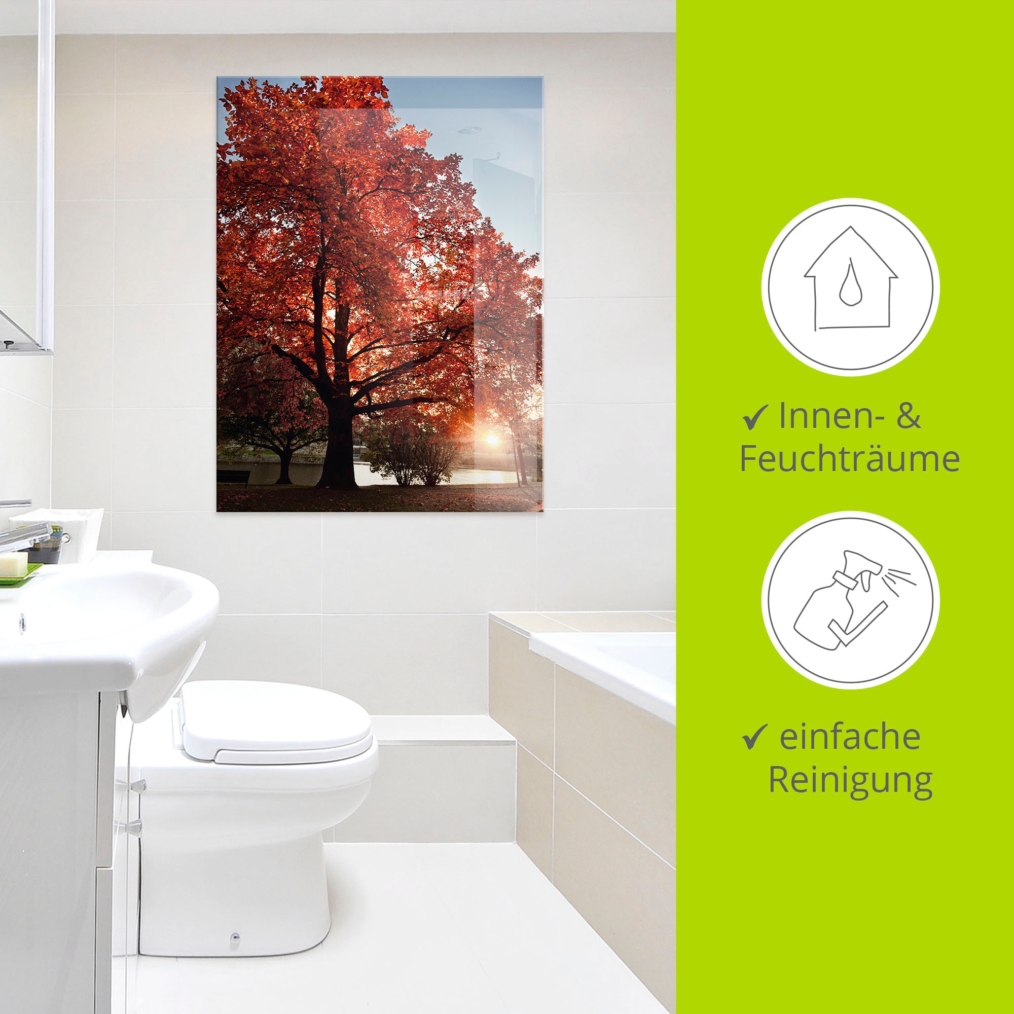 Artland Glasbild »Herbstbaum«, Bäume, (1 St.), in verschiedenen Größen