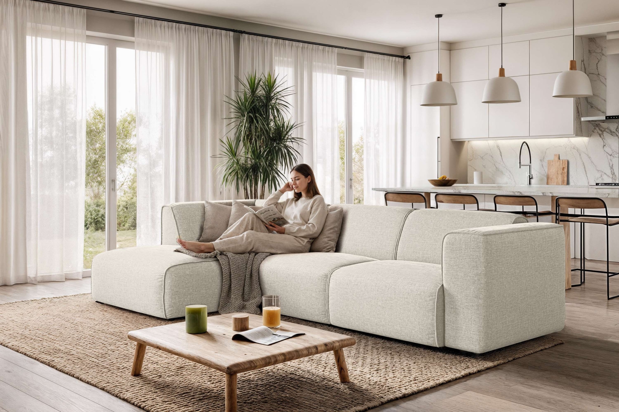 OTTO home Ecksofa "Merid L-Form, B: 295 cm - OTTO. Verlässliche Qualität." jederzeit durch Module erweiterbar