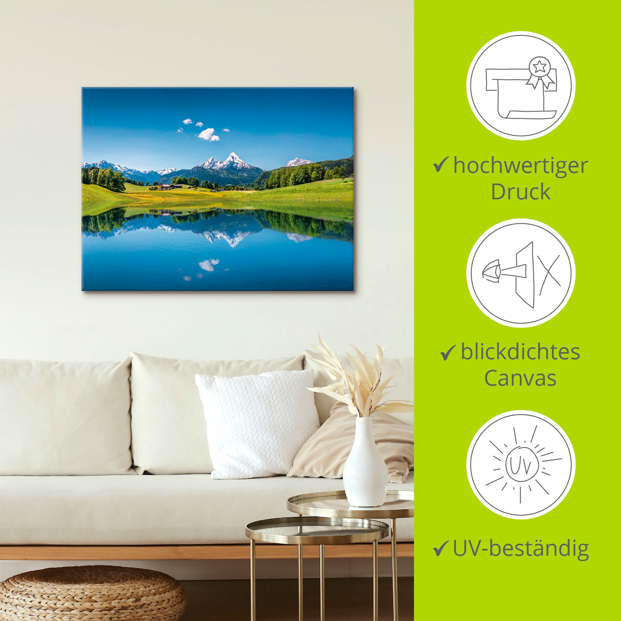 Artland Wandbild »Landschaft in den Alpen«, Berge, (1 St.), als Alubild, Outdoorbild, Leinwandbild, Poster in verschied. Größen