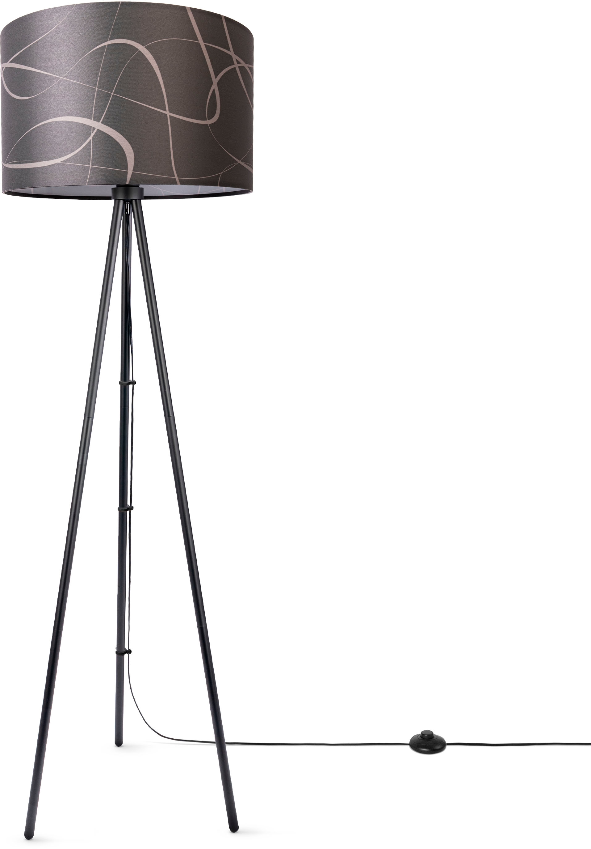 Paco Home Stehlampe »Trina BAUR | Tribal«, Mit Stativ Stehlampe Uni Dreibein Vintage Modern Lampenschirm Stoff