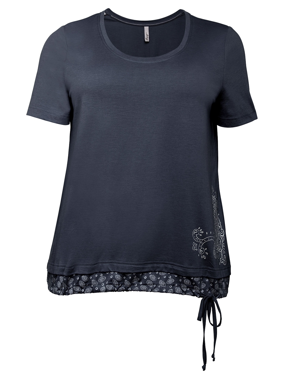 Sheego T-Shirt »Große Größen«, in 2-in-1-Optik mit Print und Tunnelzug für  bestellen | BAUR | V-Shirts