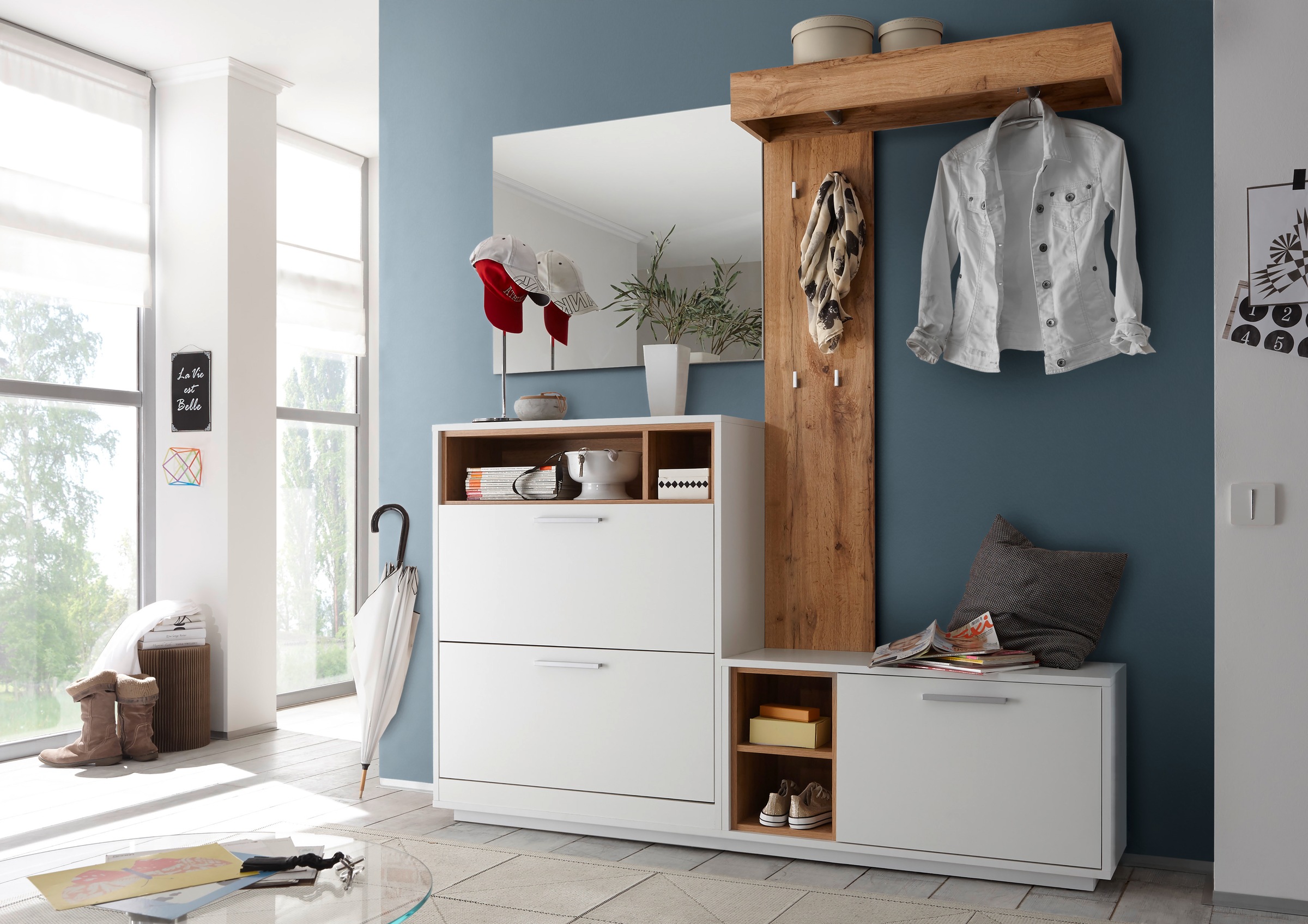 HBZ Kompaktgarderobe "Milano mit Spiegel, BxHxT 177x195x32 cm" 1 Stk. tlg. günstig online kaufen