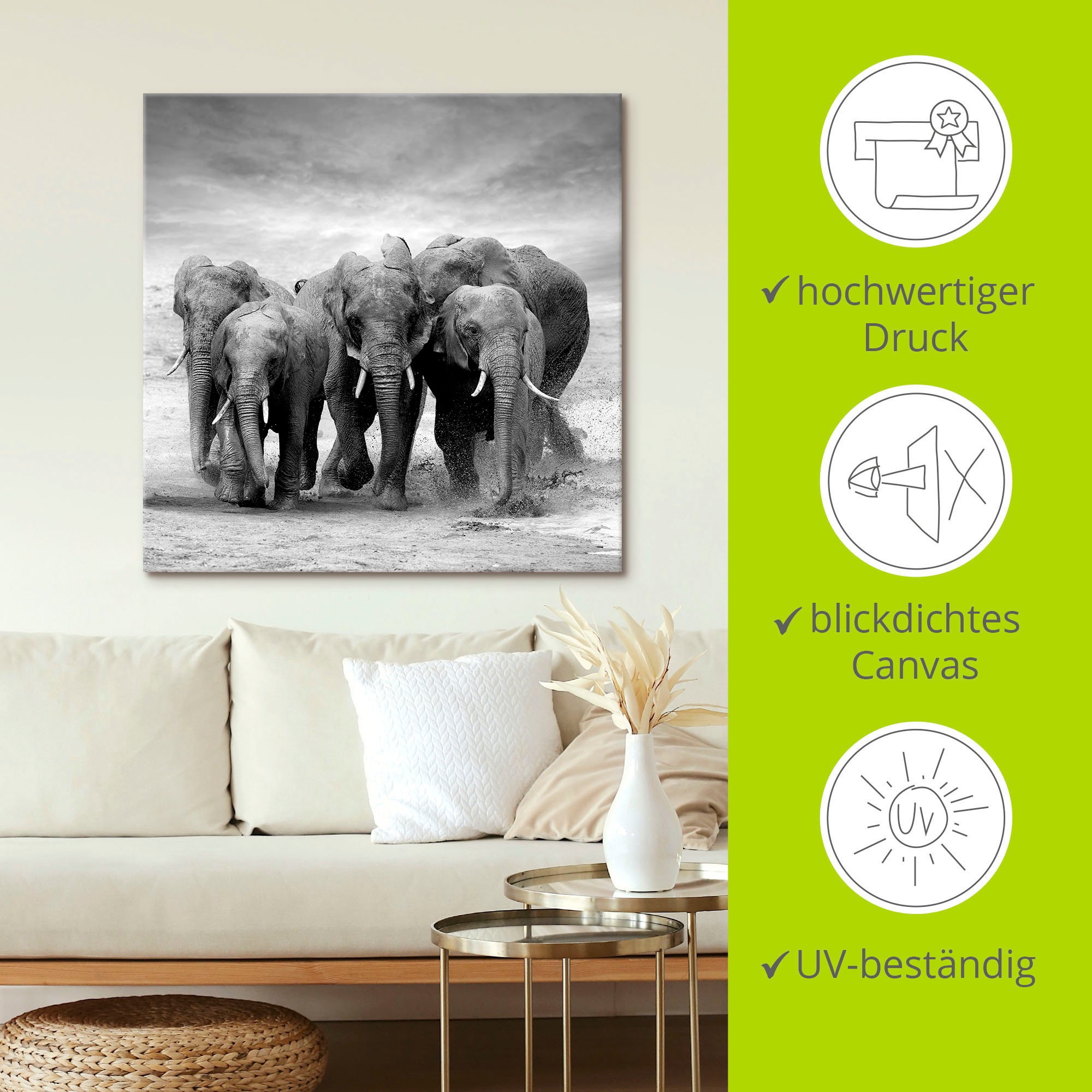 Artland Wandbild »Elefanten«, Wildtiere, (1 St.), als Leinwandbild, Poster, Wandaufkleber in verschied. Größen