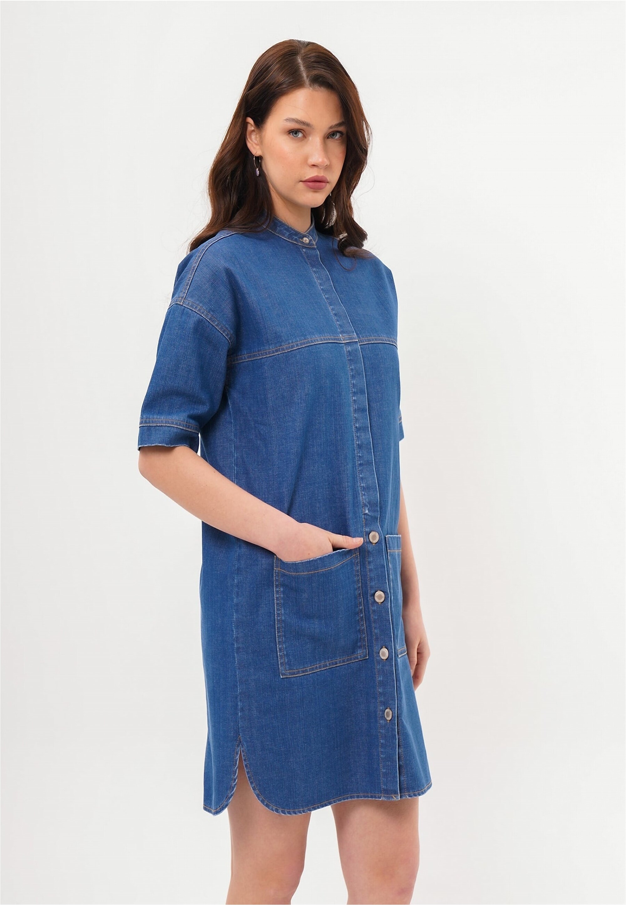 freshlions Jeanskleid »Josy«, mit durchgehender Knopfleiste