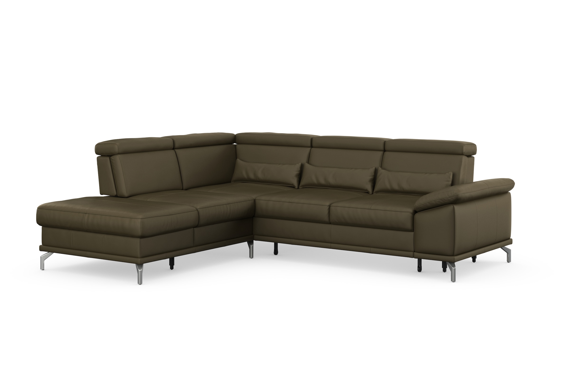 sit&more Ecksofa »Cabrio L-Form, mit Sitztiefenverstellung, Arm- und Kopfteilverstellung«, 3 Nierenkissen, Federkern, optional Bettfunktion und Stauraum