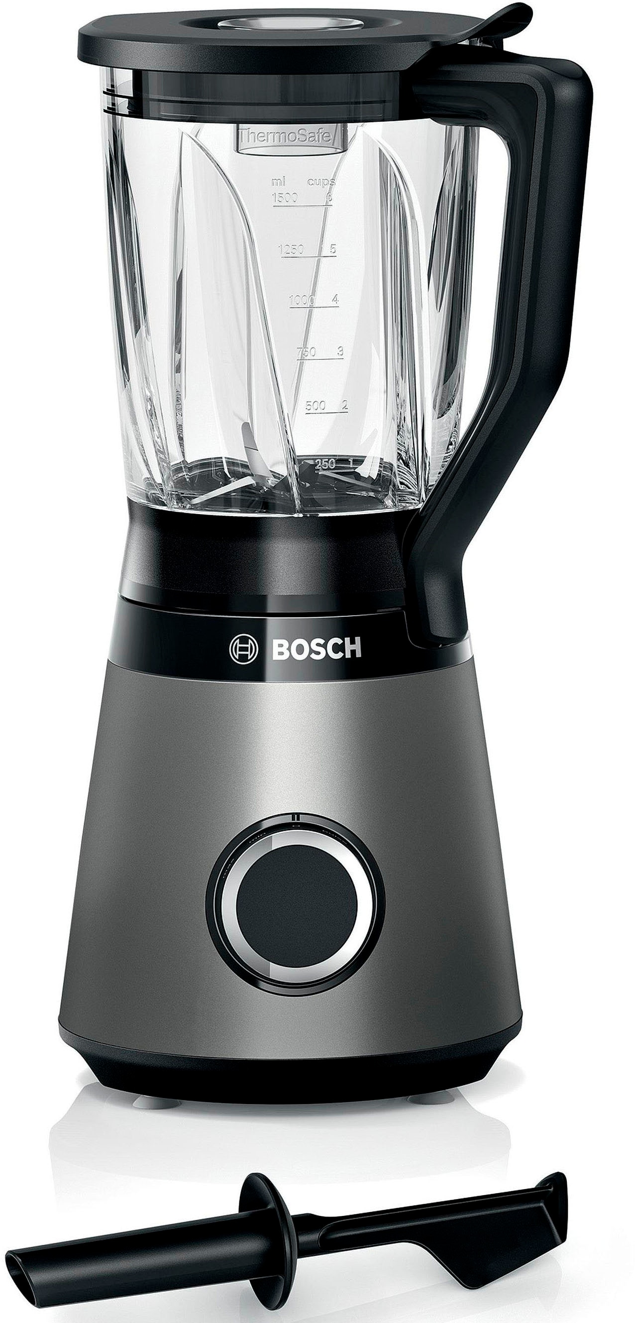 BOSCH Standmixer "VitaPower Serie 4 MMB6172SN, 1,5l Glas-Behälter, 30.000 U/Min, grau", 1200 W, Stopfer, ThermoSafe Glas