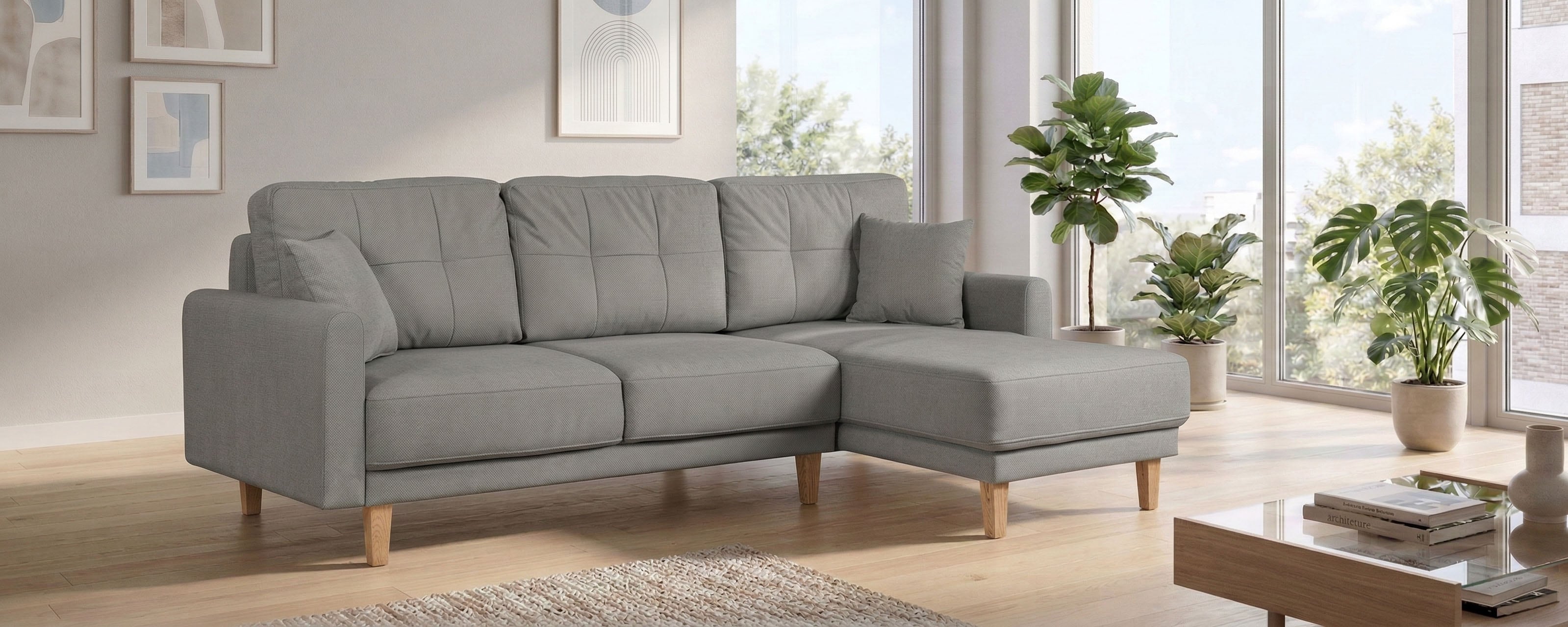 OTTO home Ecksofa "TRIPLO optionale Schlafsofa mit Bettkasten, Maße B/T/H: 234/164/89 cm" L-Form wahlweise mit Bettfunktion - Liegefläche 132x210 cm