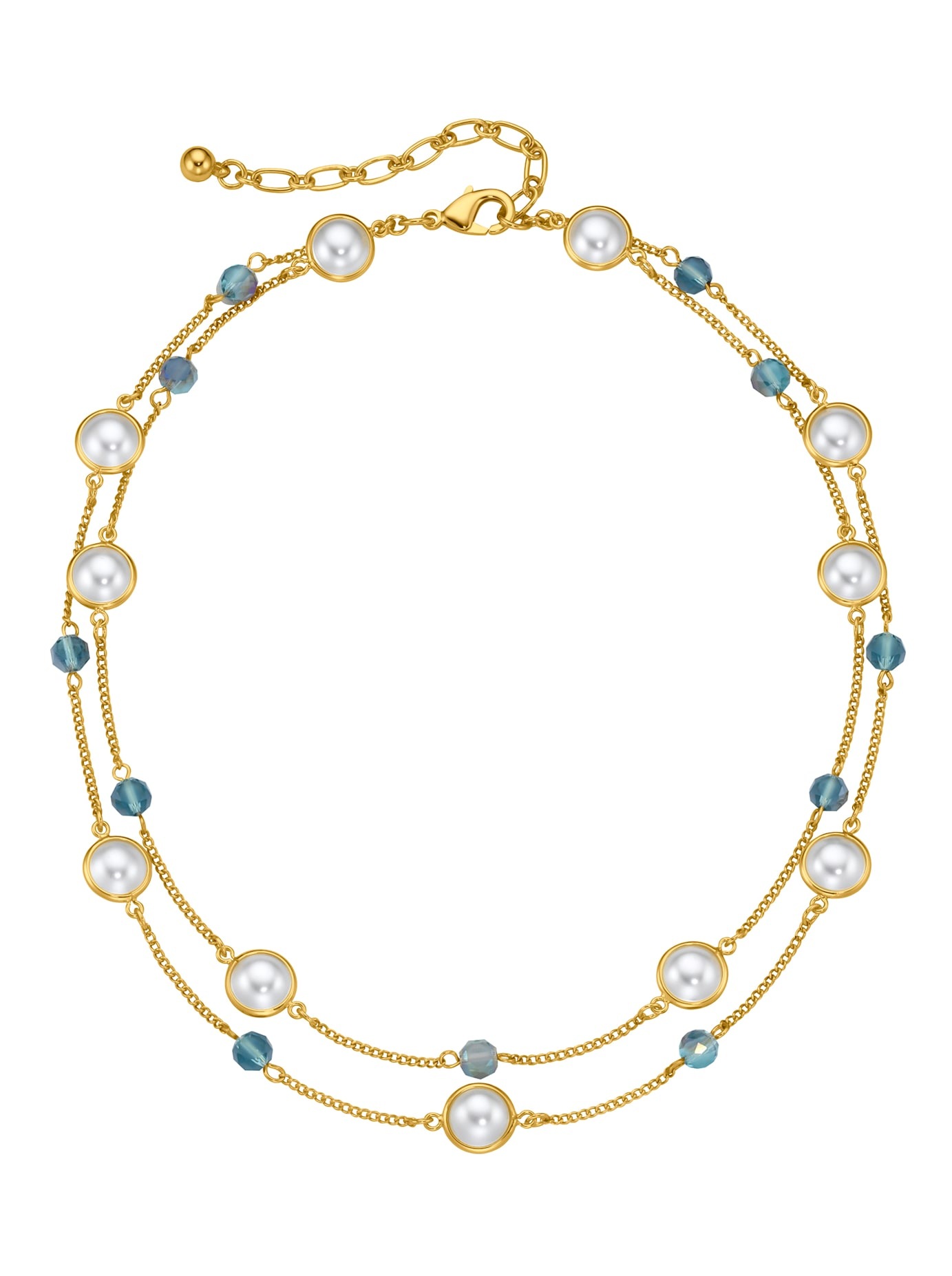 LADY Damen Collier, Metall, blau, Metall, Halsketten