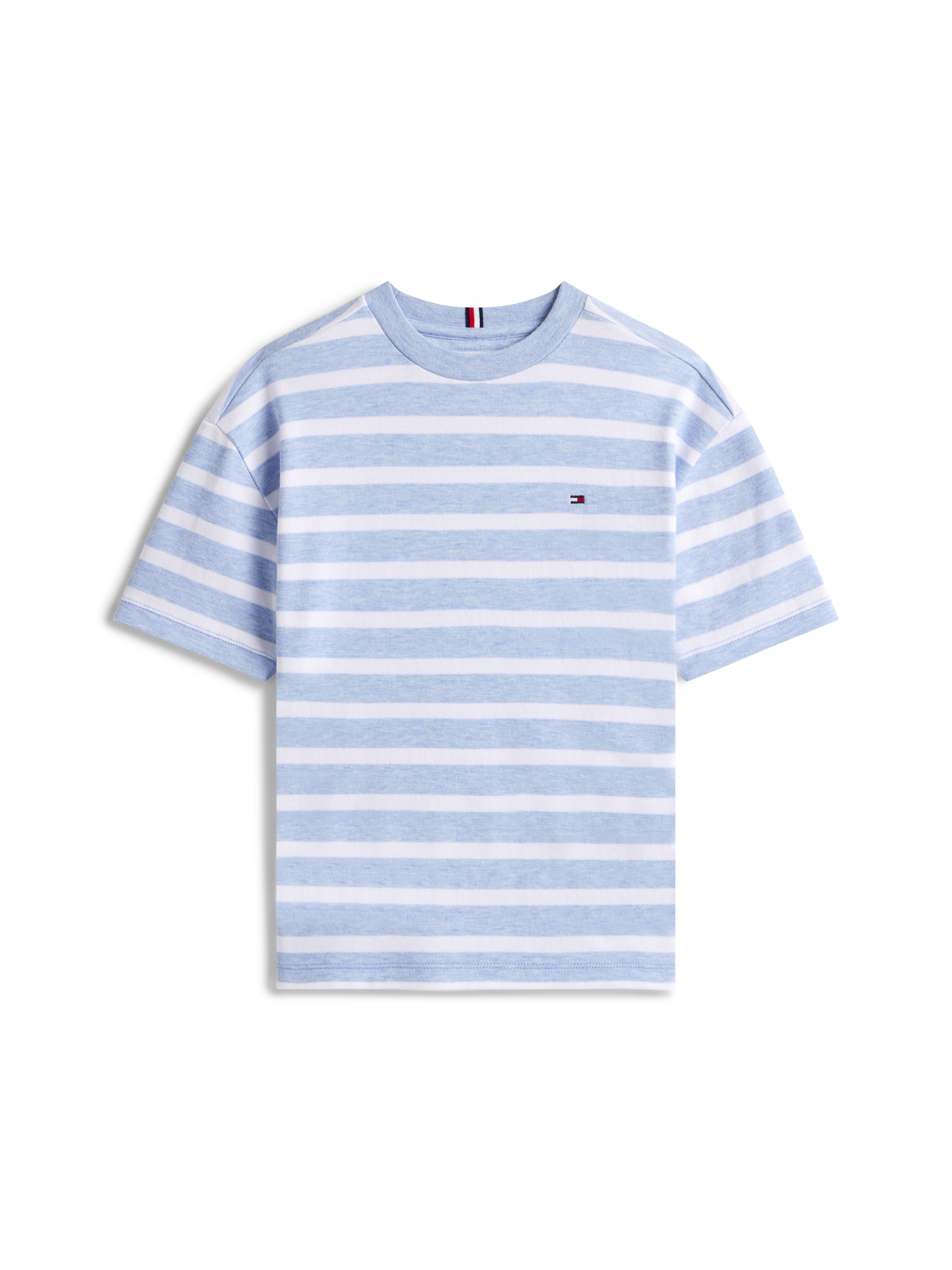 Thumbnail - Tommy Hilfiger T-Shirt "INTERLOCK STRIPE HTR T-SHIRT SS" für Kinder bis 16 Jahre, mit kleinem Flag-Label