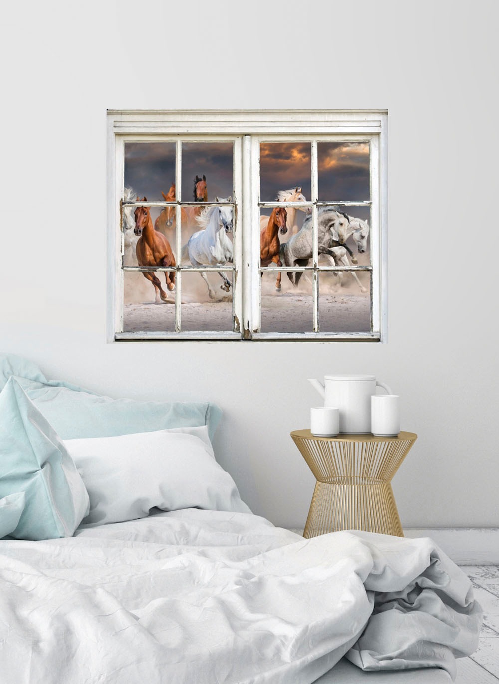 queence Wandsticker »Pferde«, Wandsticker, Wandbild, selbstklebend, 3D, Fenster