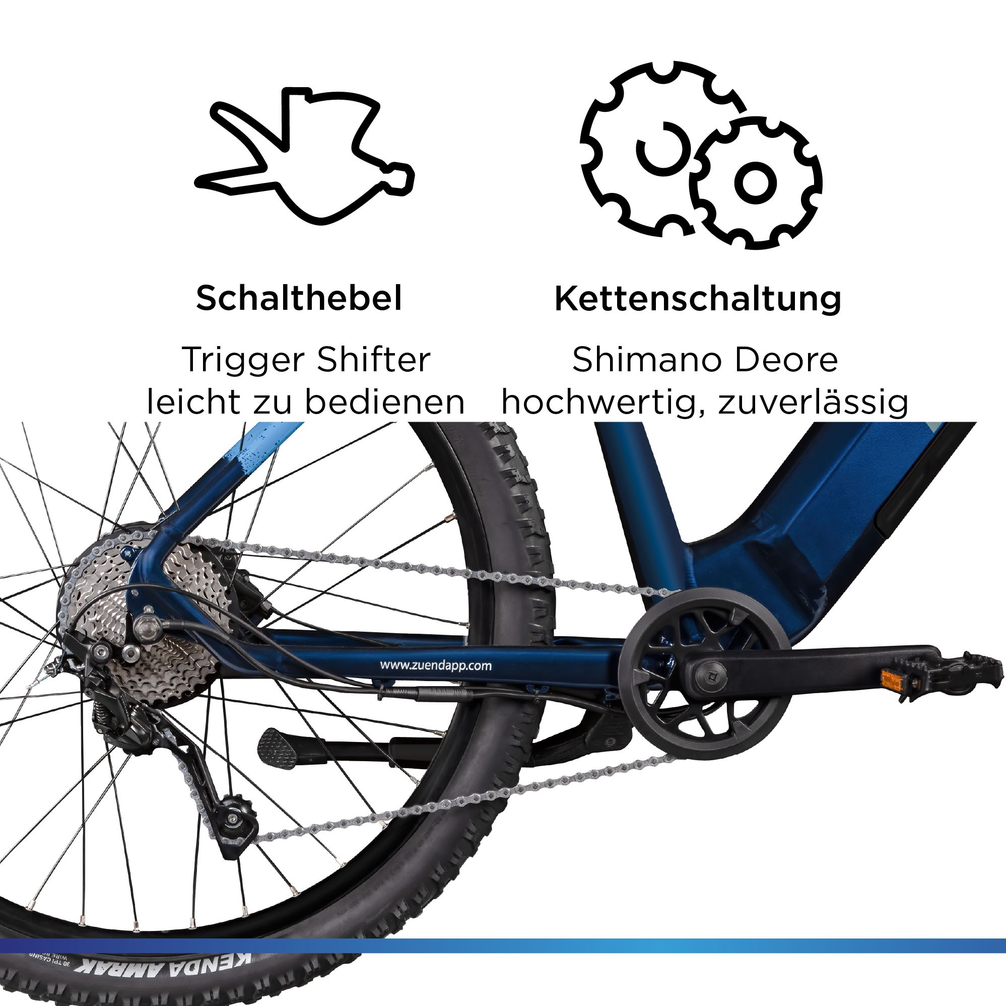 Zündapp »Z808« 10 Gang Shimano Deore RD-T6000 Schaltwerk Kettenschaltung Heckmotor 250 W