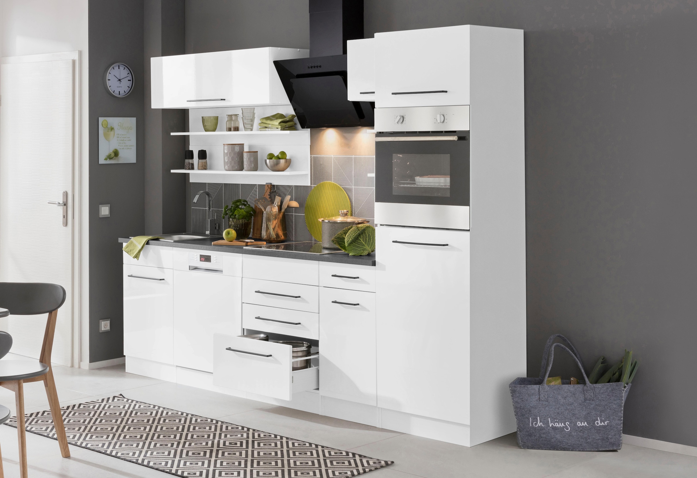 OPTIFIT Küchenzeile »Bern«, gedämpfte höhenverstellbare BAUR mit Breite cm, E-Geräten, Füße, Türen 270 kaufen 