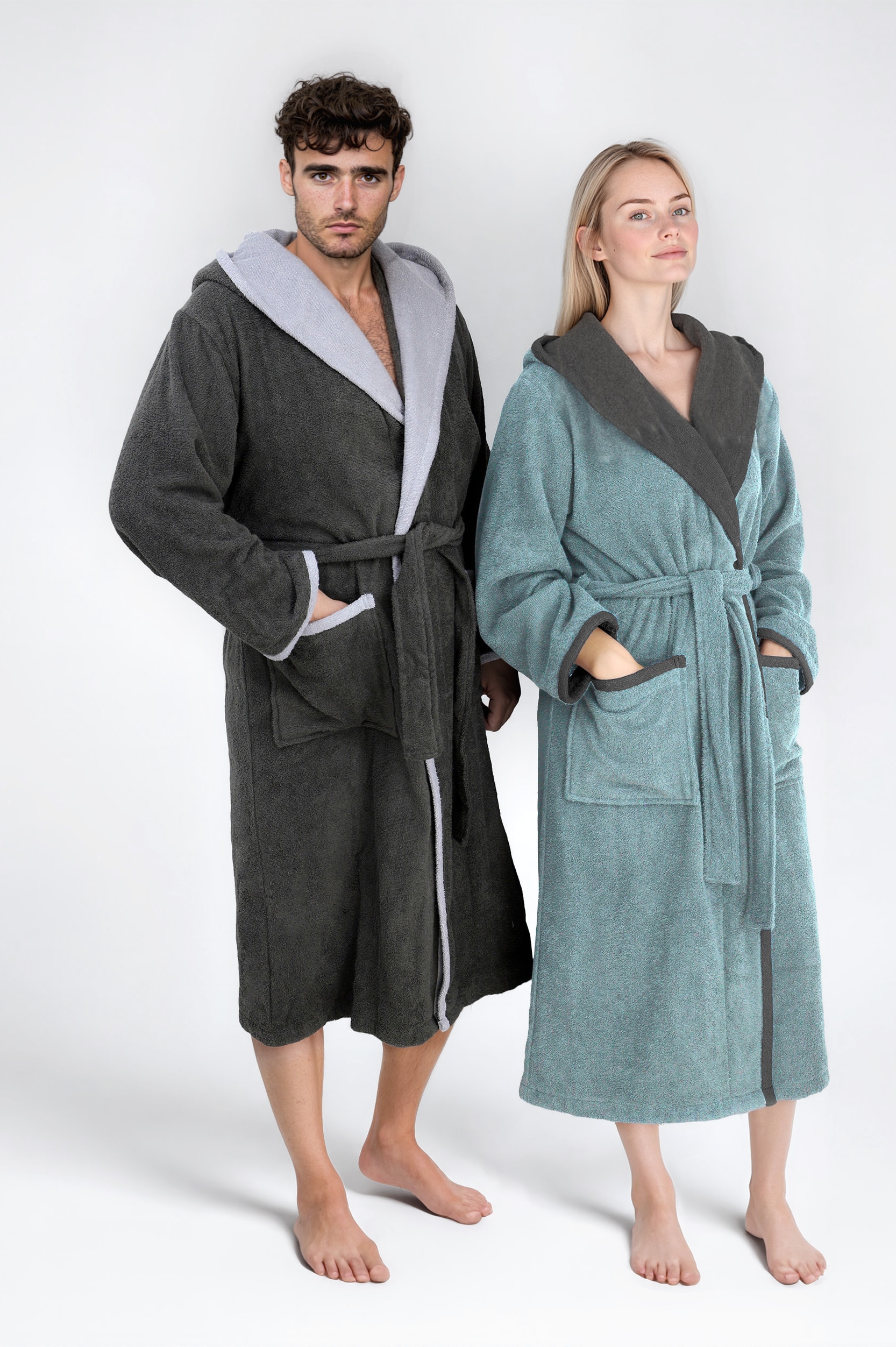 my home Unisex-Bademantel »Condes, ideal für Sauna & Spa, Hotelbademantel, Morgenmantel«, (1 St.), Damen und Herren Bademantel, Doubleface Optik, XS-3XL