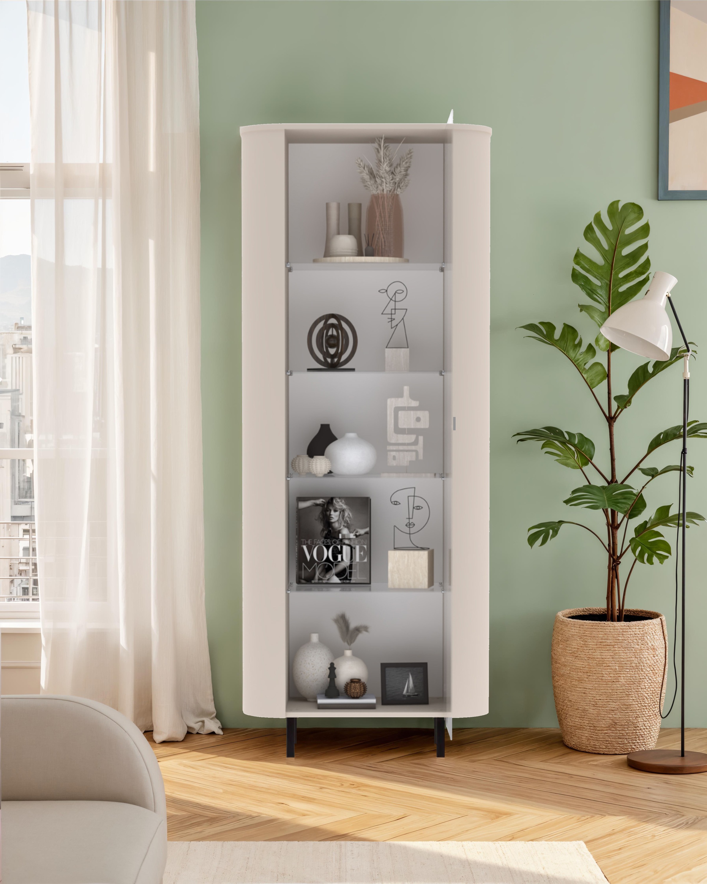 OTTO home Vitrine "Lido, Standvitrine 200 cm hoch, 1 Tür, Glasvitrine, Vitr günstig online kaufen