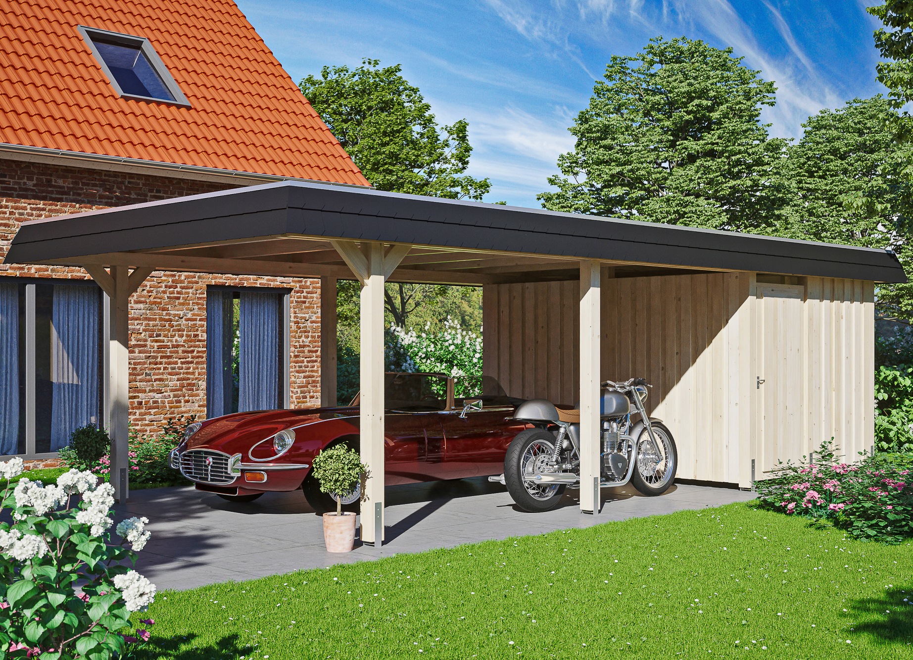 Einzelcarport SKANHOLZ, beige, Carports, "Wendland"