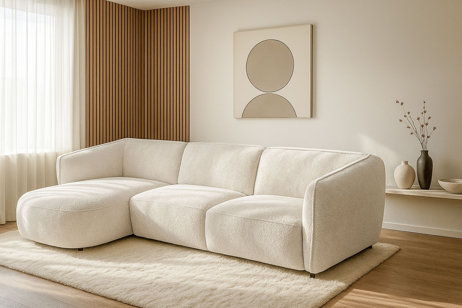 OTTO home Ecksofa "OSTRUP Rundsofa, L-Form, Naturtöne, Boucle oder Chenille" Breite 280 cm, organische Form mit sanften Rundungen