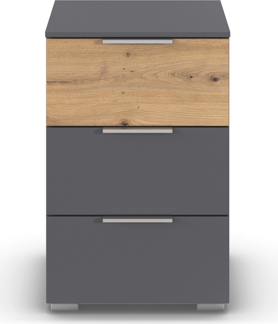 OTTO home Nachtkommode "Nachttisch Nachtschrank Schubladen Sideboard Schubladenkommode ASTANA" Breite 40 cm / Höhe 61 cm, mit 3 geräumigen Schubladen, Kantengriff in Alufarben MADE IN GERMANY
