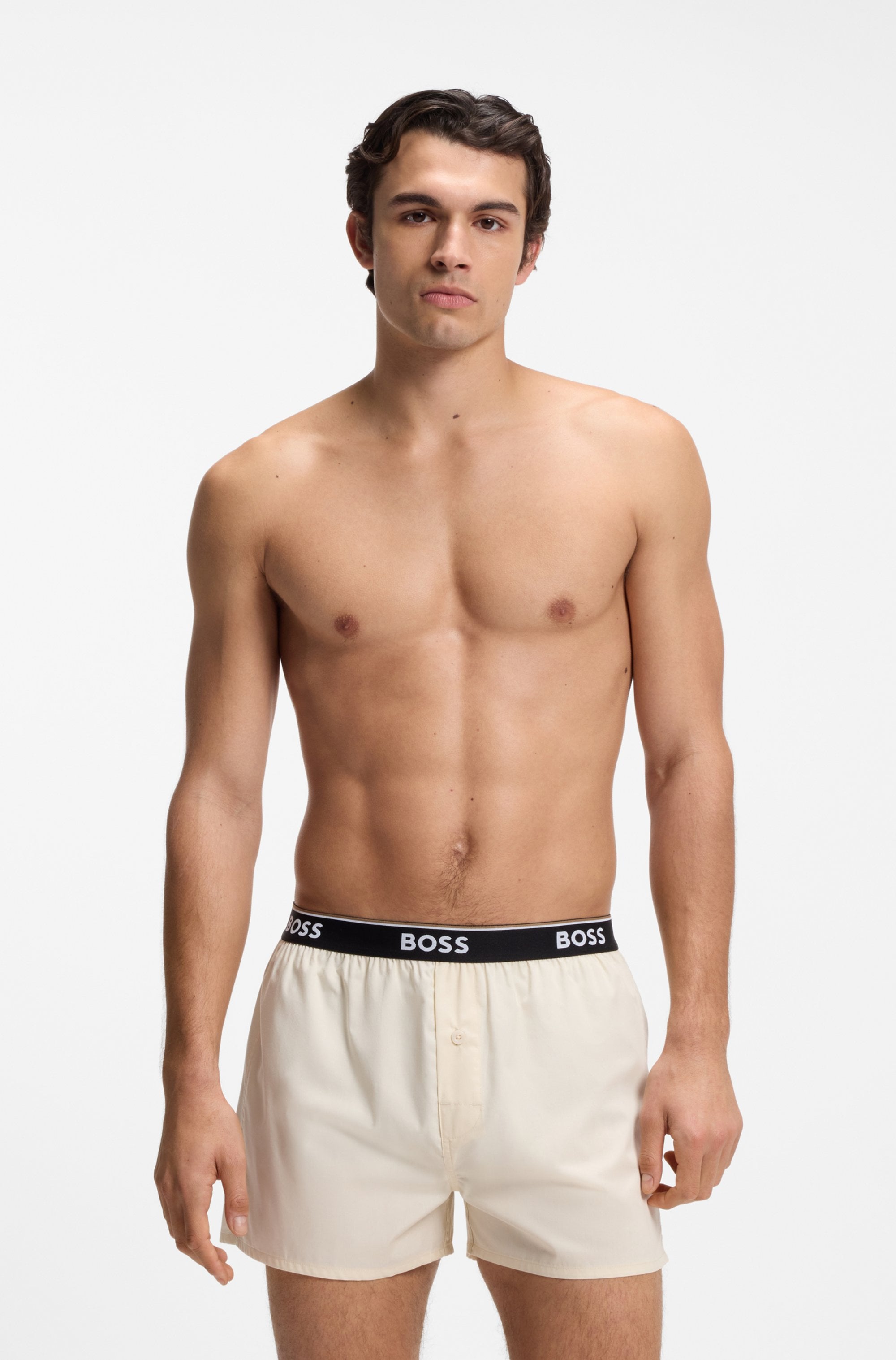 BOSS Herren Pyjamashorts, Gr. L, beige, Jersey, Obermaterial: 100% Baumwolle, Hosen, aus Baumwolle, elastischer Bund
