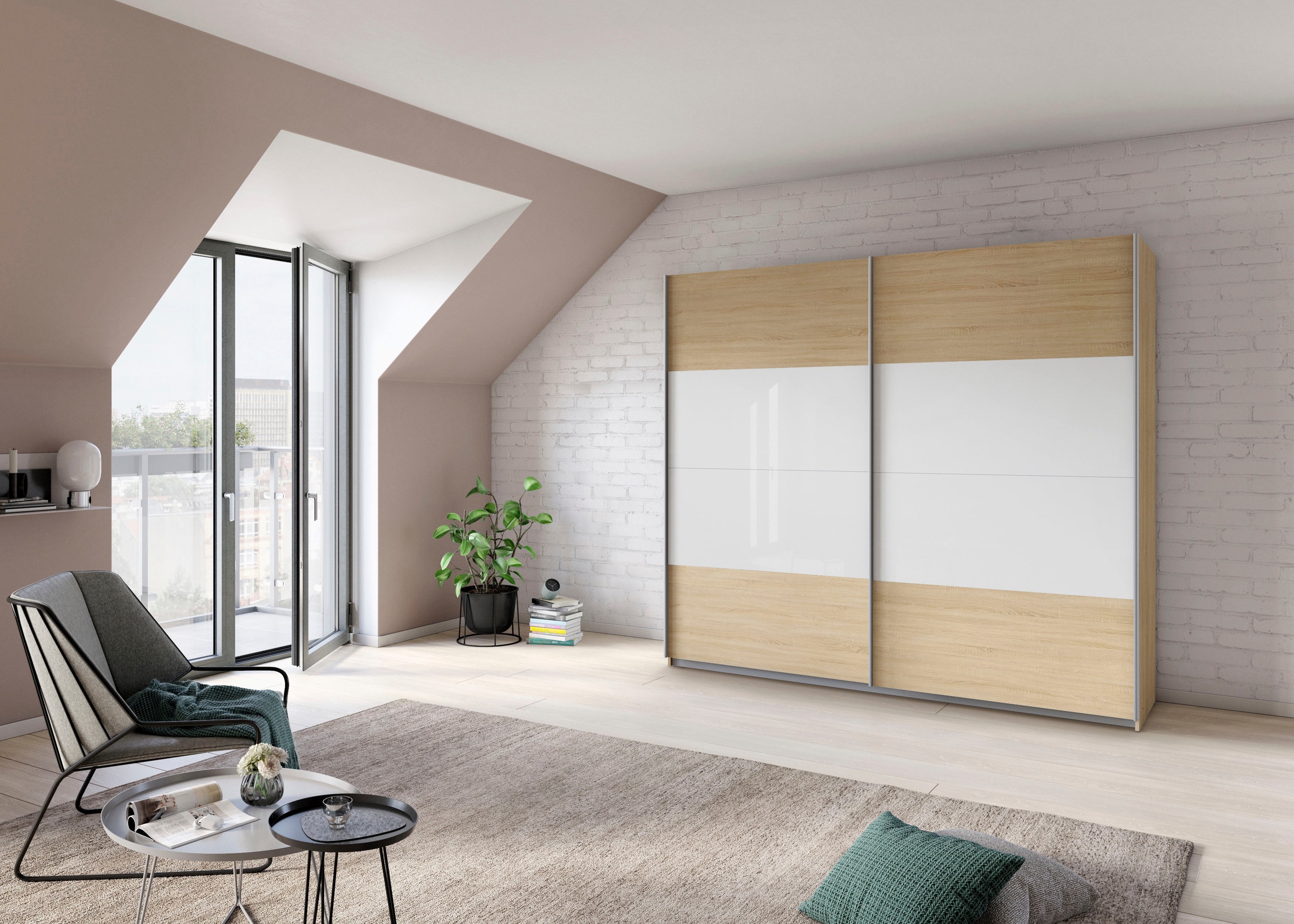 rauch Schwebetürenschrank »Quadra Bestseller Schlafzimmerschrank in vielen Breiten«, Kleiderschrank Garderobenschrank Schrank mit Glaselementen