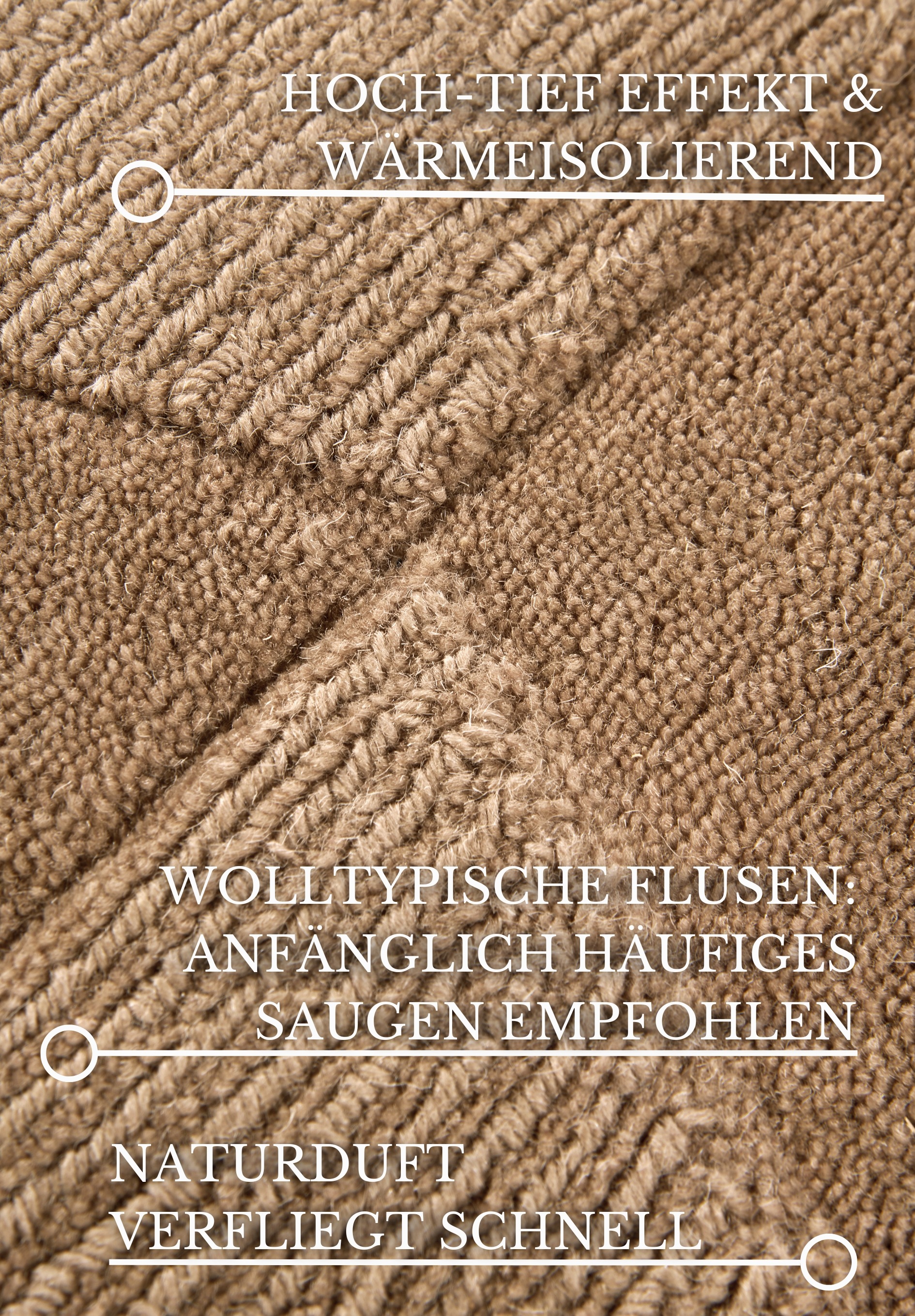 Wollteppich VILLEROY & BOCH "Ursule", beige, B:120cm H:10mm L:170cm, Wolle, Teppiche, Läufer, handgewebt, Wolle, Natur, Wohnzimmer, Geometrie, Boho 3