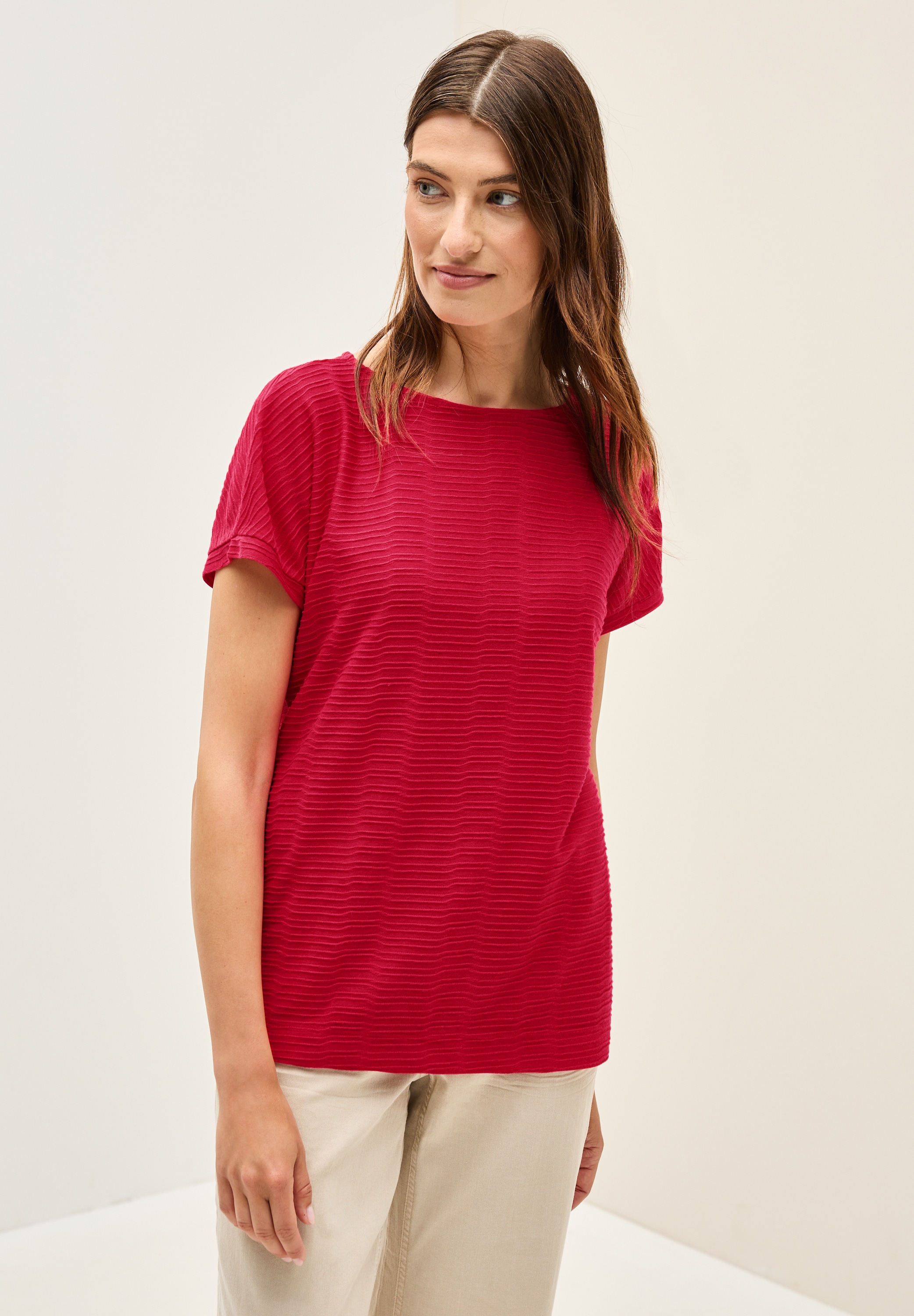 Cecil T-Shirt, aus elastischem Materialmix günstig online kaufen