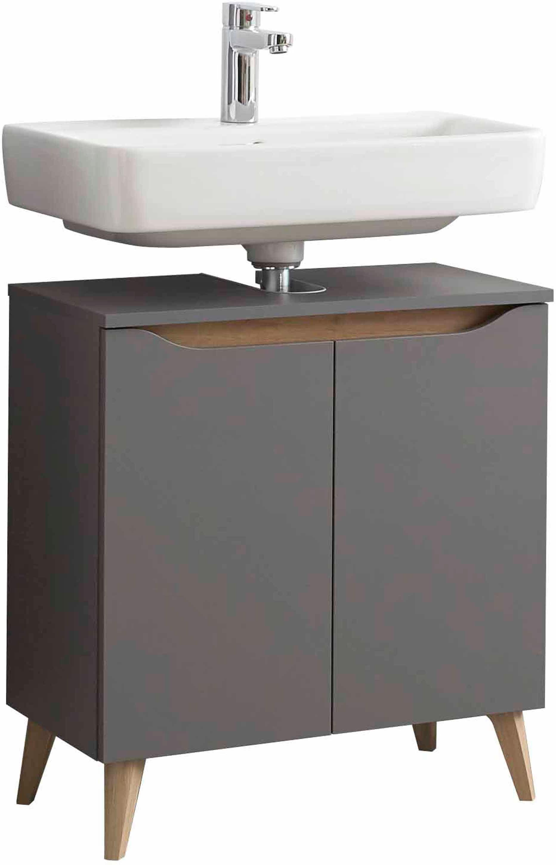 Saphir Badmöbel-Set »Quickset 5-teilig, Waschbeckenunterschrank mit LED-Spiegelschrank«, (5 St.), Hochschrank, Unterschrank, Hängeschrank, inkl. Türdämpfer, 9 Türen