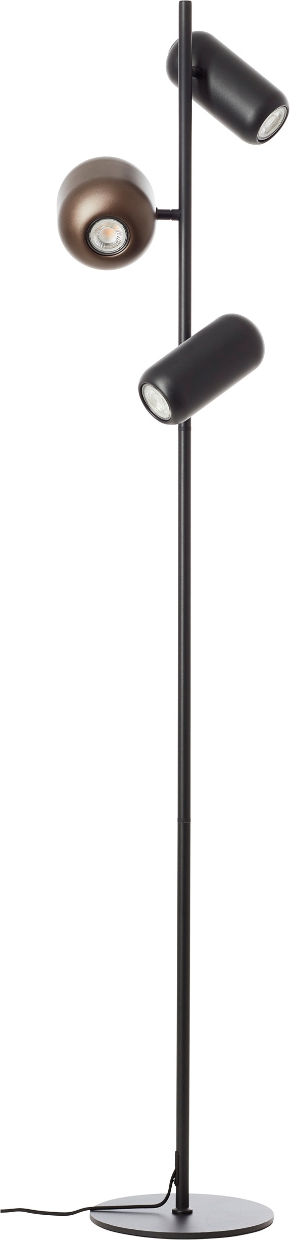 Brilliant Stehlampe »Jane« GU10 1 Stk. H 145 cm, 3x GU10 Fassung, schwenkbar, Metall, schwarz braun