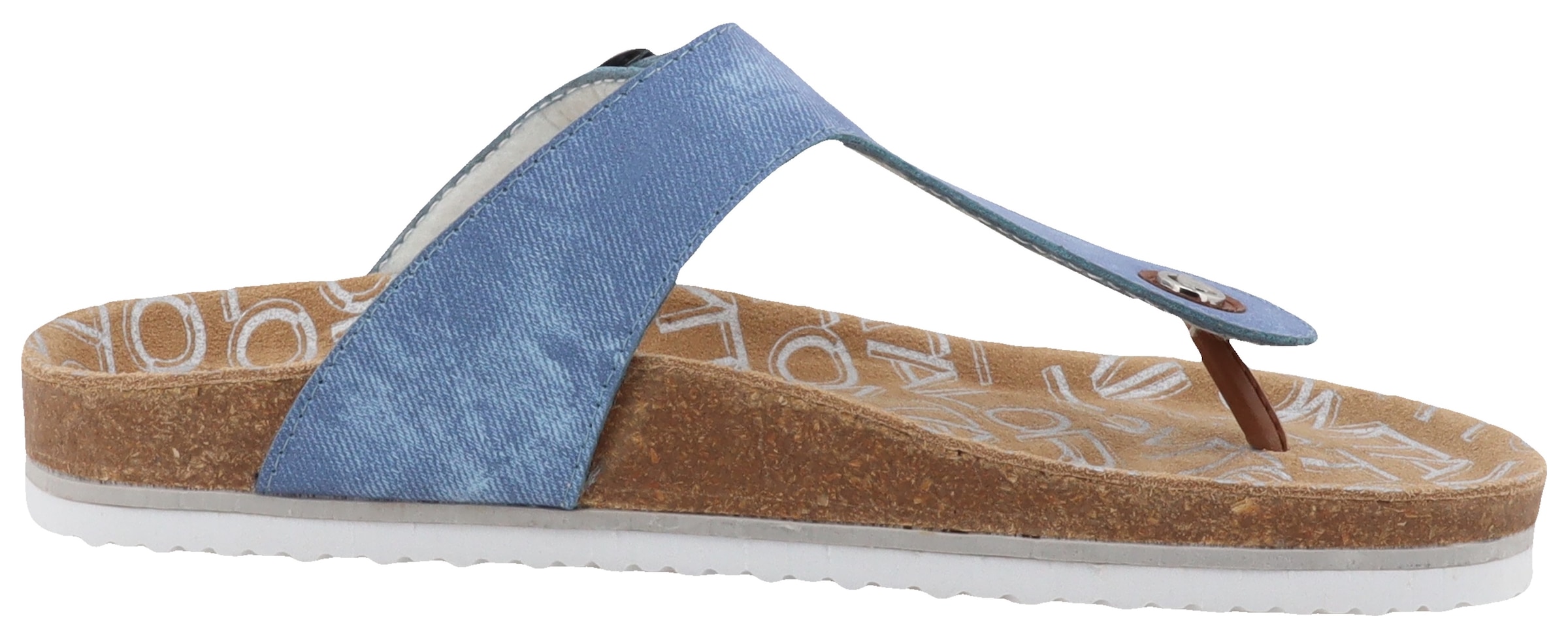 TOM TAILOR Zehentrenner, Flats, Sommerschuh, Dianette, Strandschuh in Jeans Optik